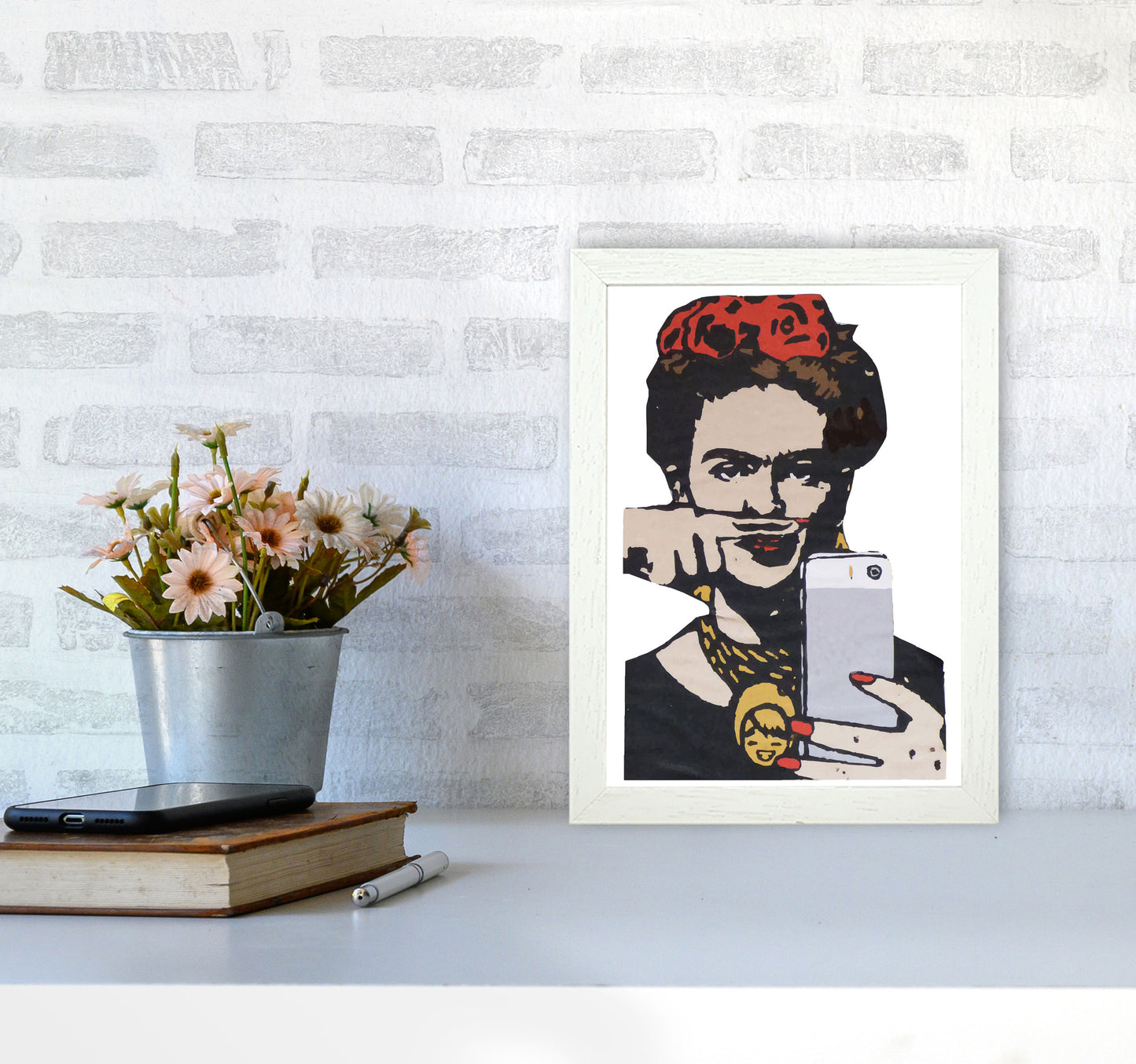 Urban Frida Kahlo Modern Print A4 Oak Frame