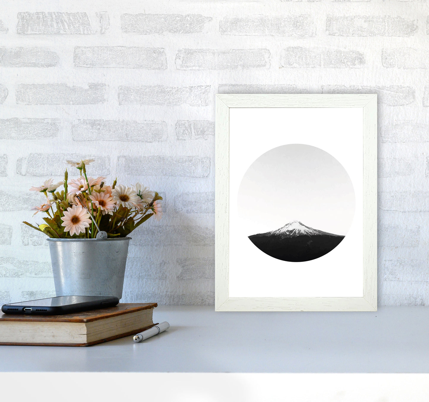 Abstract Mountain Modern Print A4 Oak Frame
