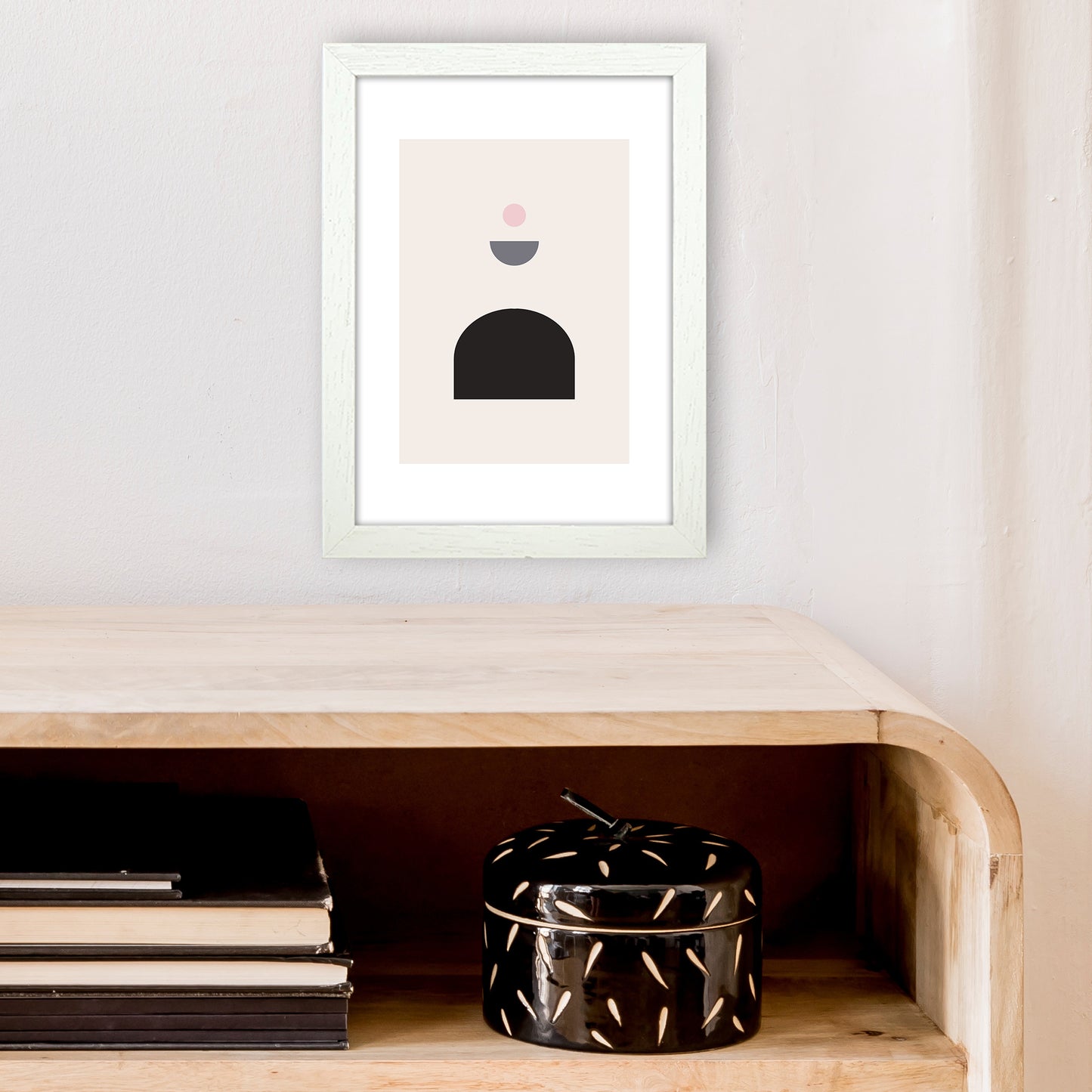 Mila Pink Abstract N13 Art Print by Pixy Paper A4 Oak Frame