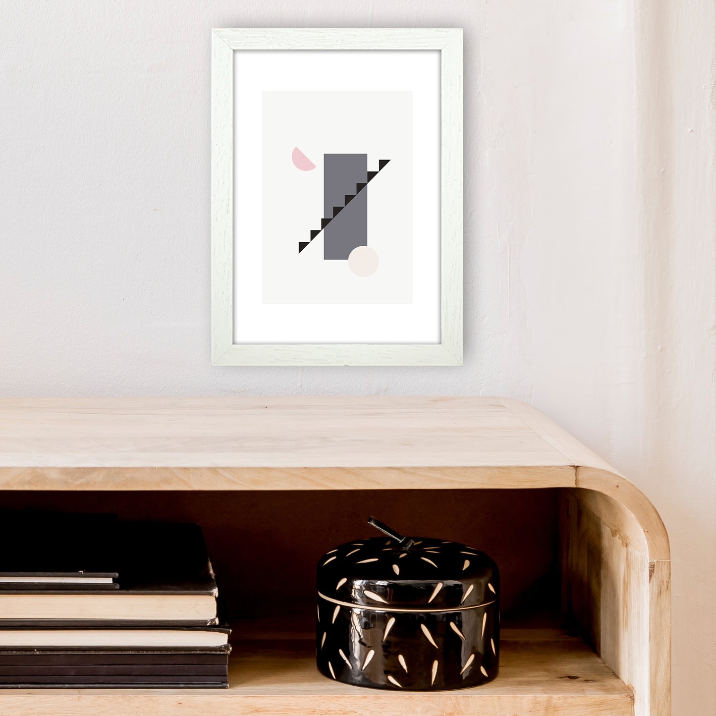 Mila Pink Abstract N12 Art Print by Pixy Paper A4 Oak Frame