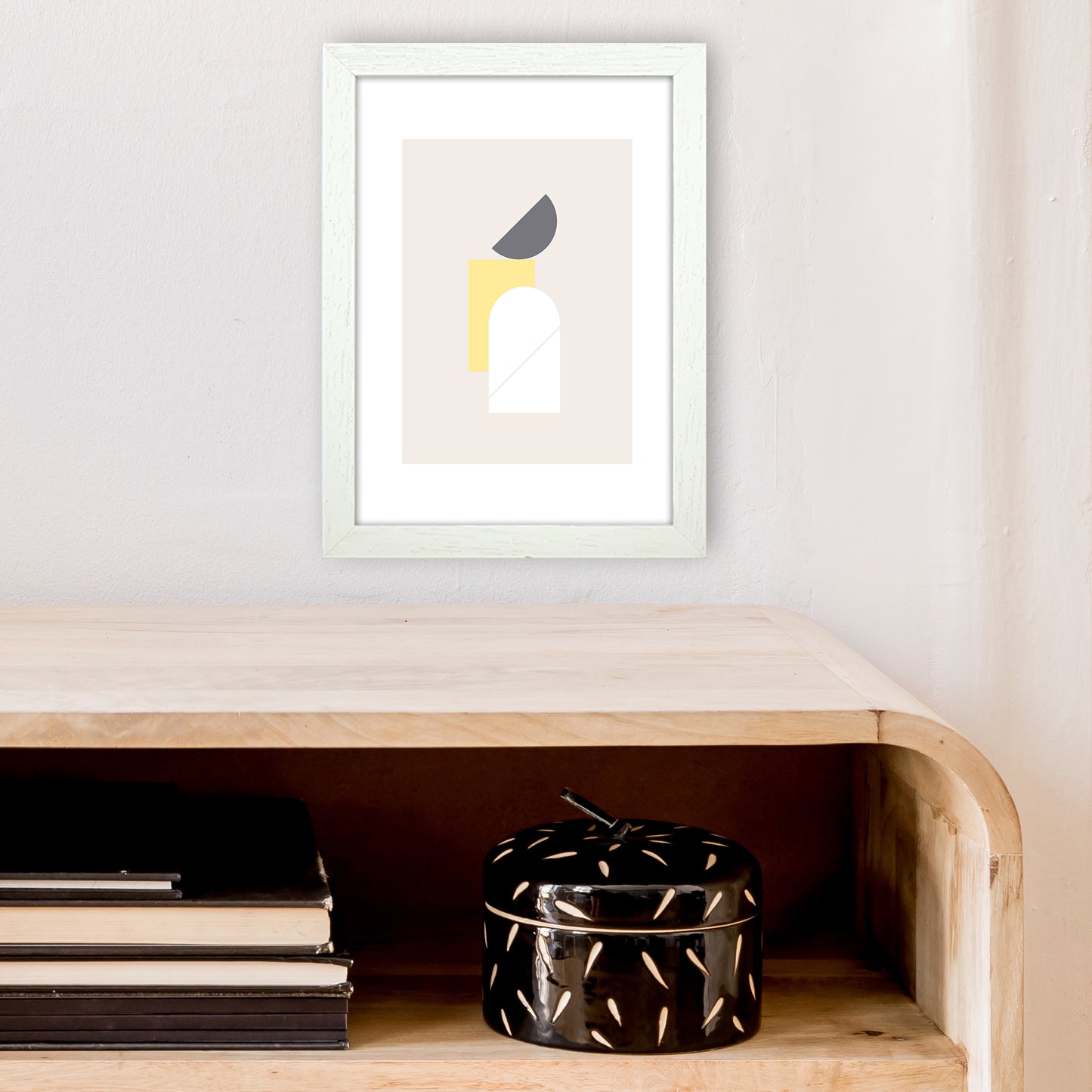 Mila Abstract N11 Art Print by Pixy Paper A4 Oak Frame