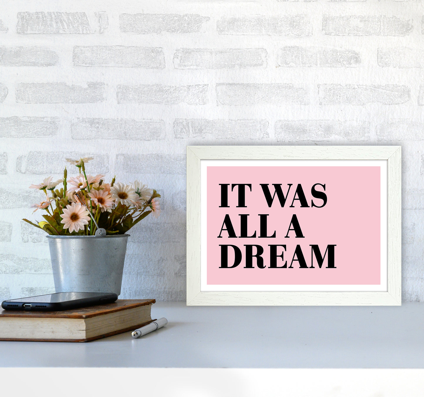 It Was All A Dream Neon Funk Art Print by Pixy Paper A4 Oak Frame