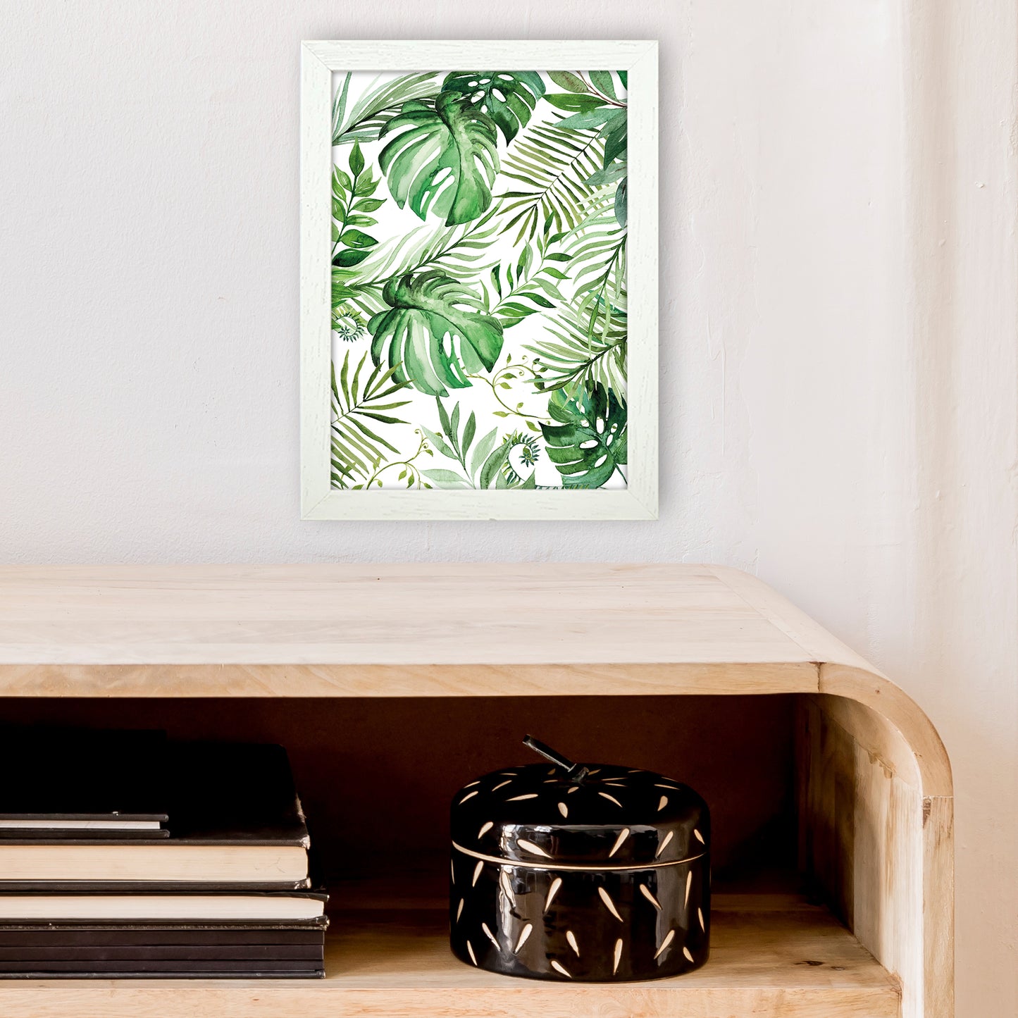 Full Page Leaves Exotic Art Print by Pixy Paper A4 Oak Frame