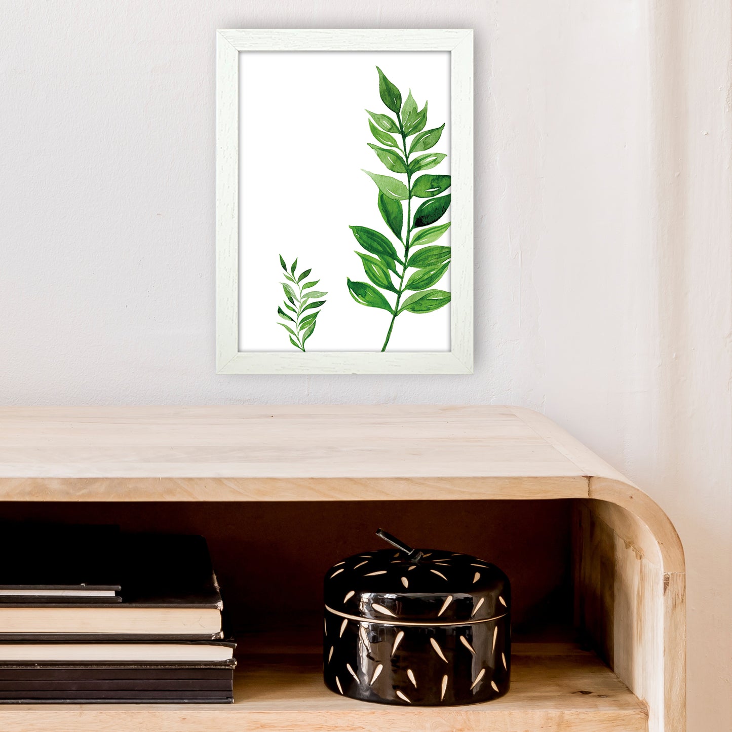 Side Leaf Exotic Art Print by Pixy Paper A4 Oak Frame