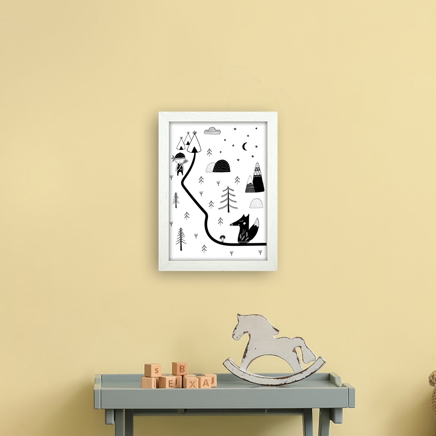 Little Explorer Winding Road Art Print by Pixy Paper A4 Oak Frame