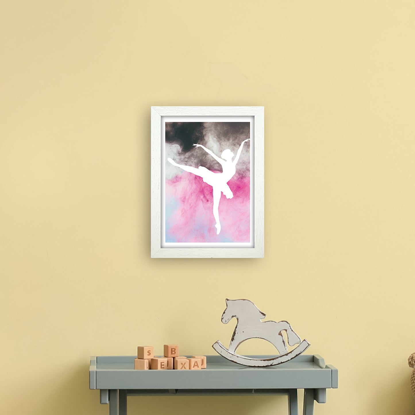 Ballerina Watercolour Art Print by Pixy Paper A4 Oak Frame