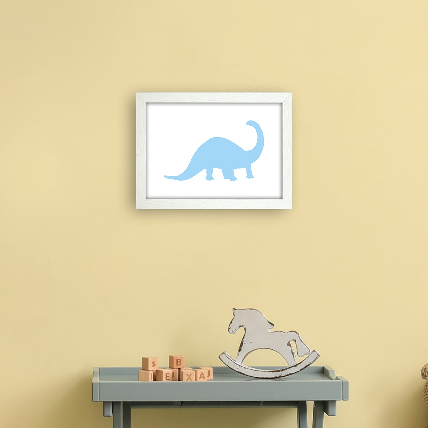 Sauro Light Blue Art Print by Pixy Paper A4 Oak Frame