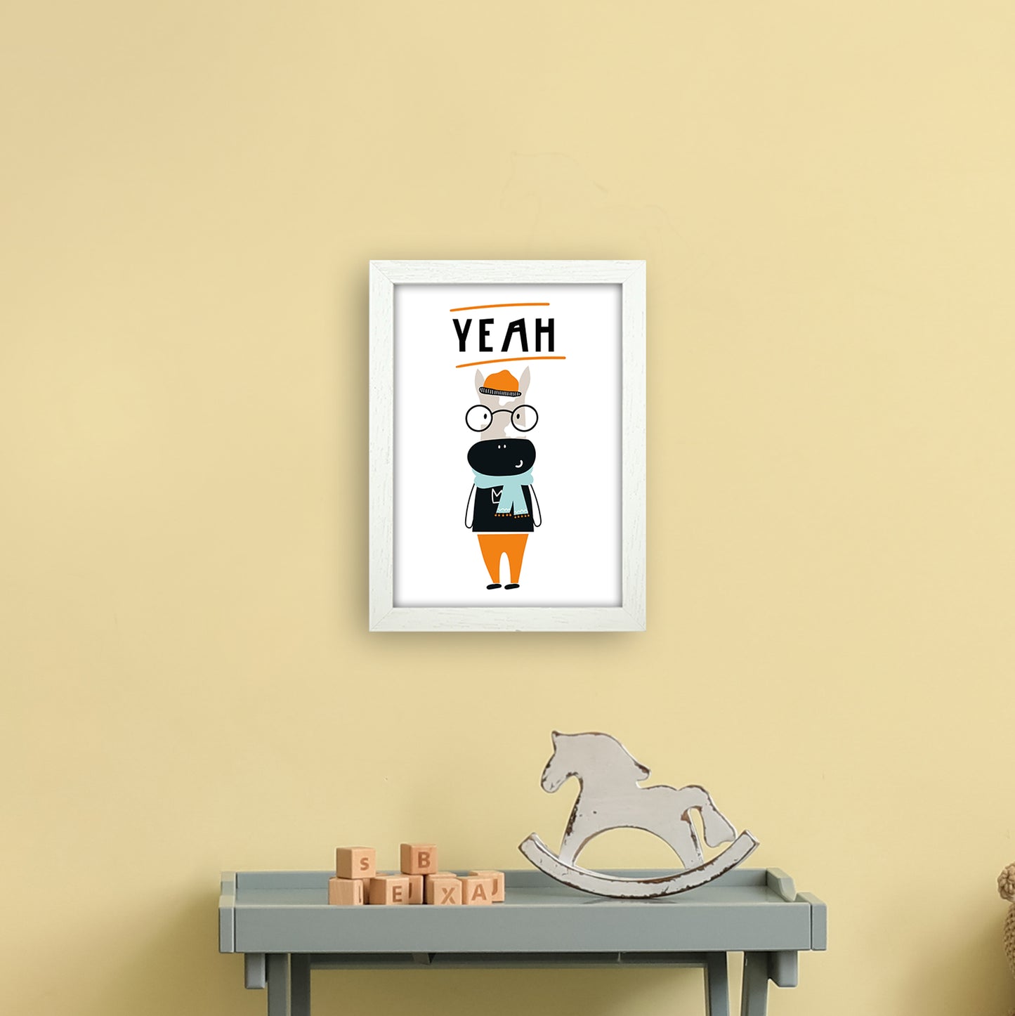 Yeah Animal Pop Art Print by Pixy Paper A4 Oak Frame