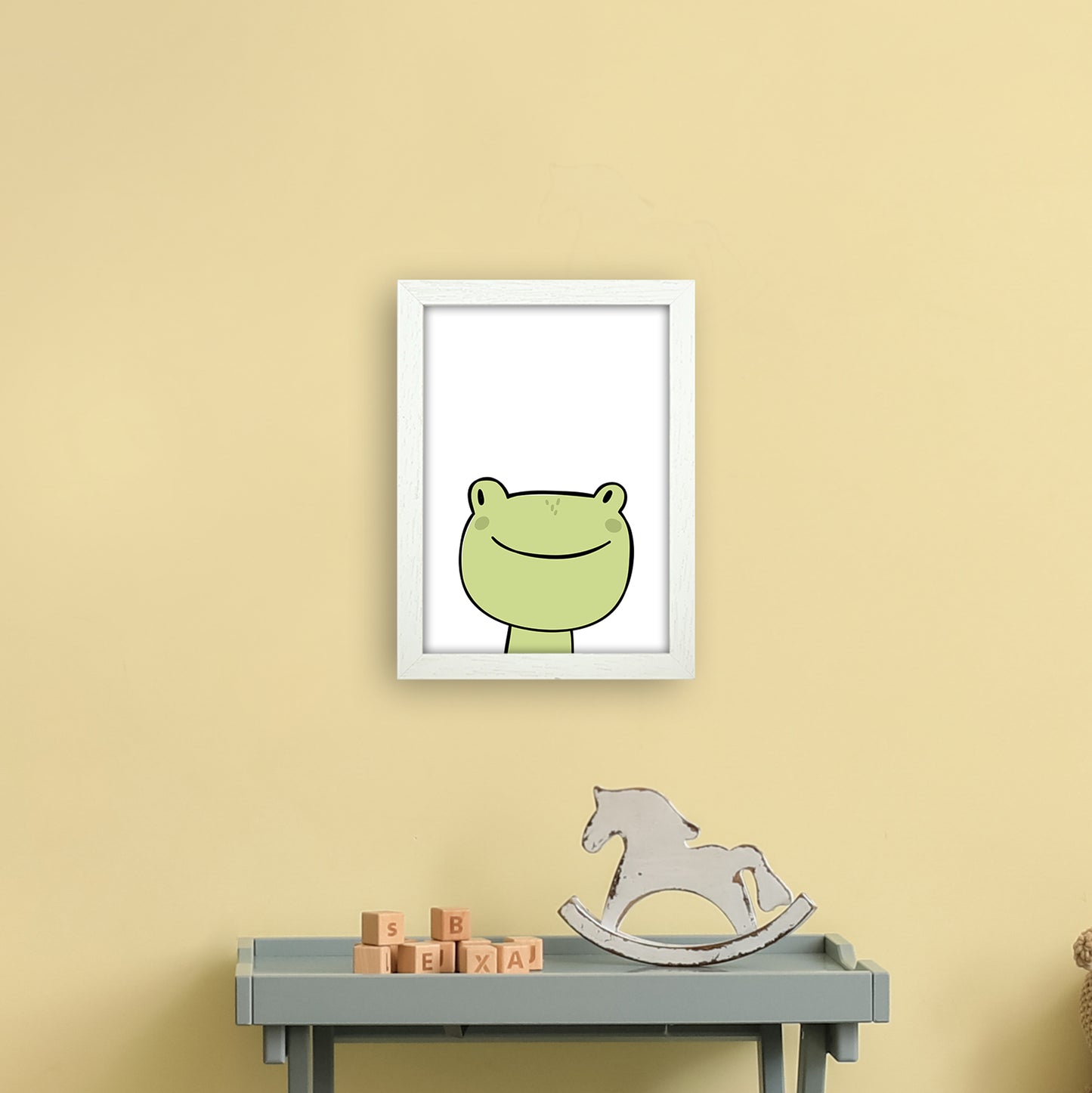 Frog Art Print by Pixy Paper A4 Oak Frame