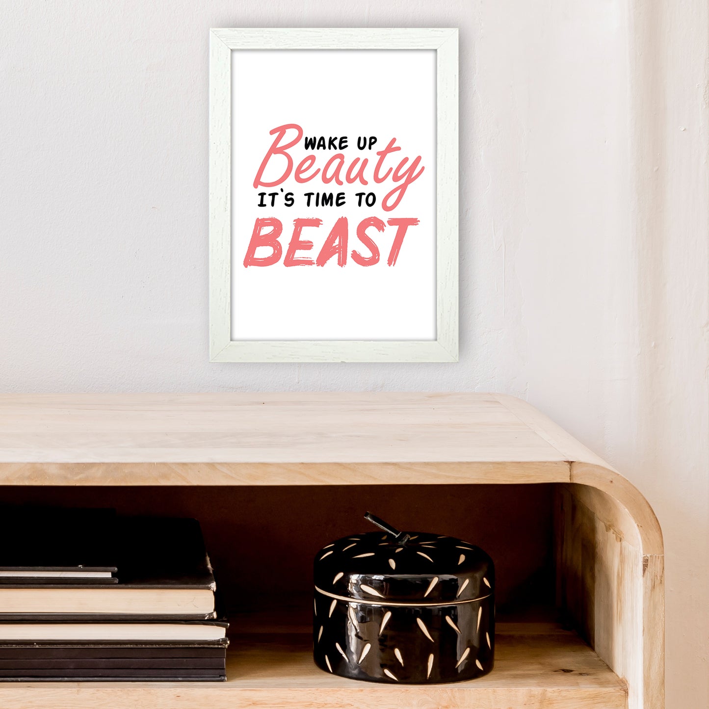 Wake Up Beauty Art Print by Pixy Paper A4 Oak Frame
