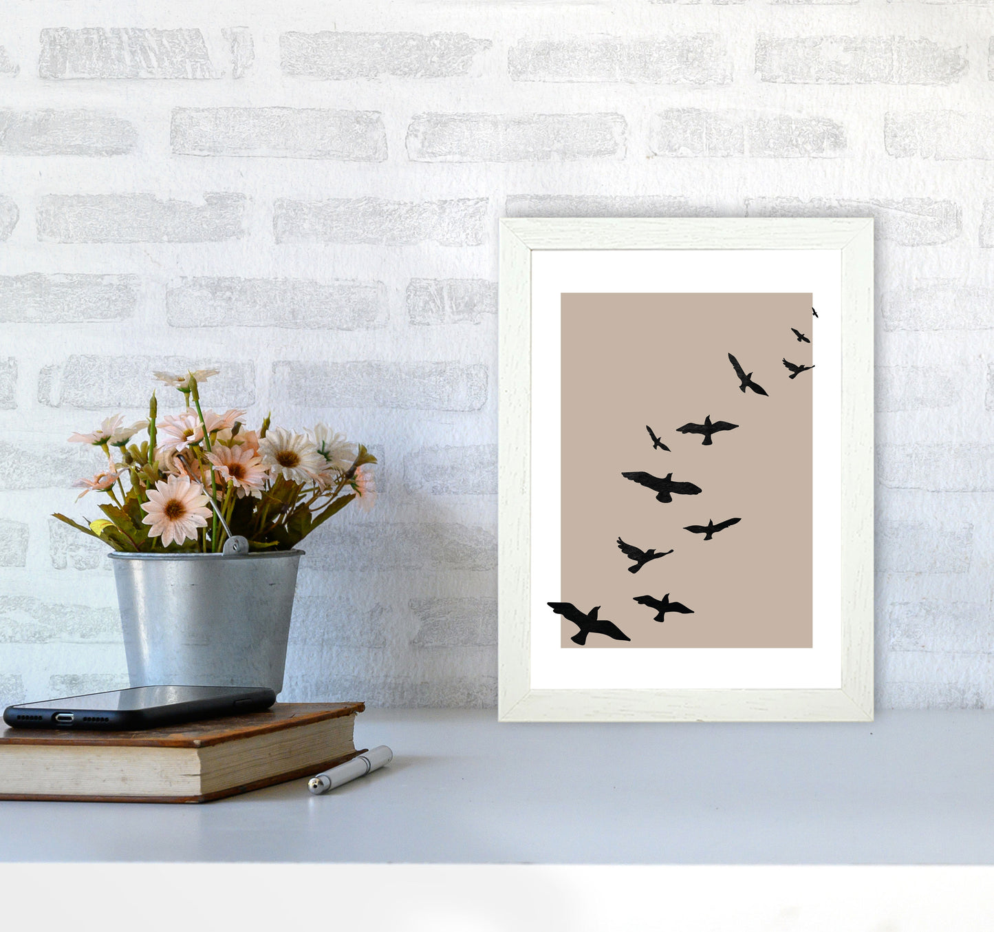 Autumn Skye abstract Art Print by Pixy Paper A4 Oak Frame