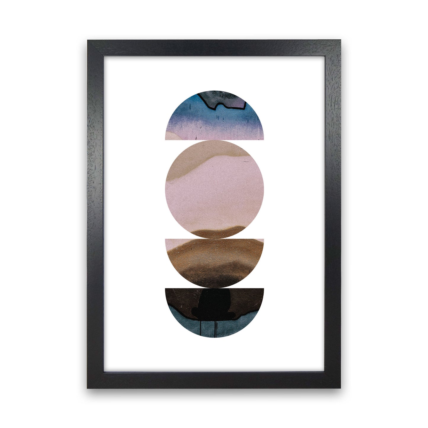 Abstract Circles White Background Modern Print Black Grain