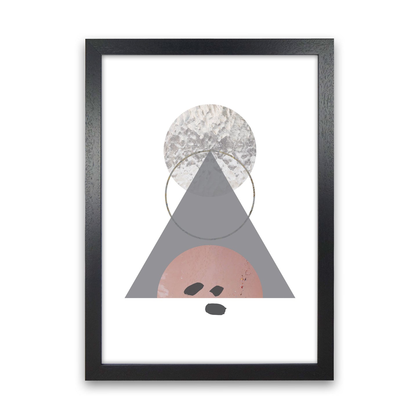 Peach, Sand And Glass Abstract Triangle Modern Print Black Grain