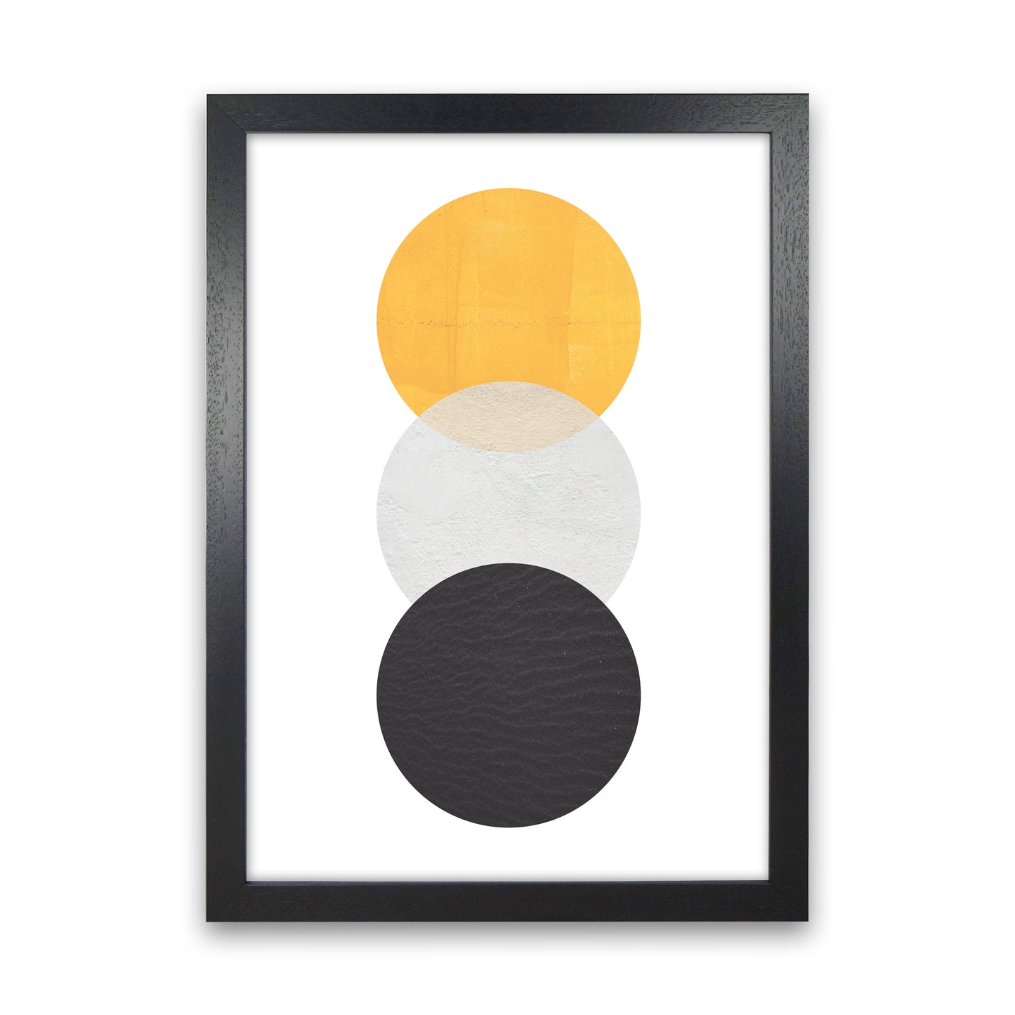 Yellow And Black Abstract Circles Modern Print Black Grain