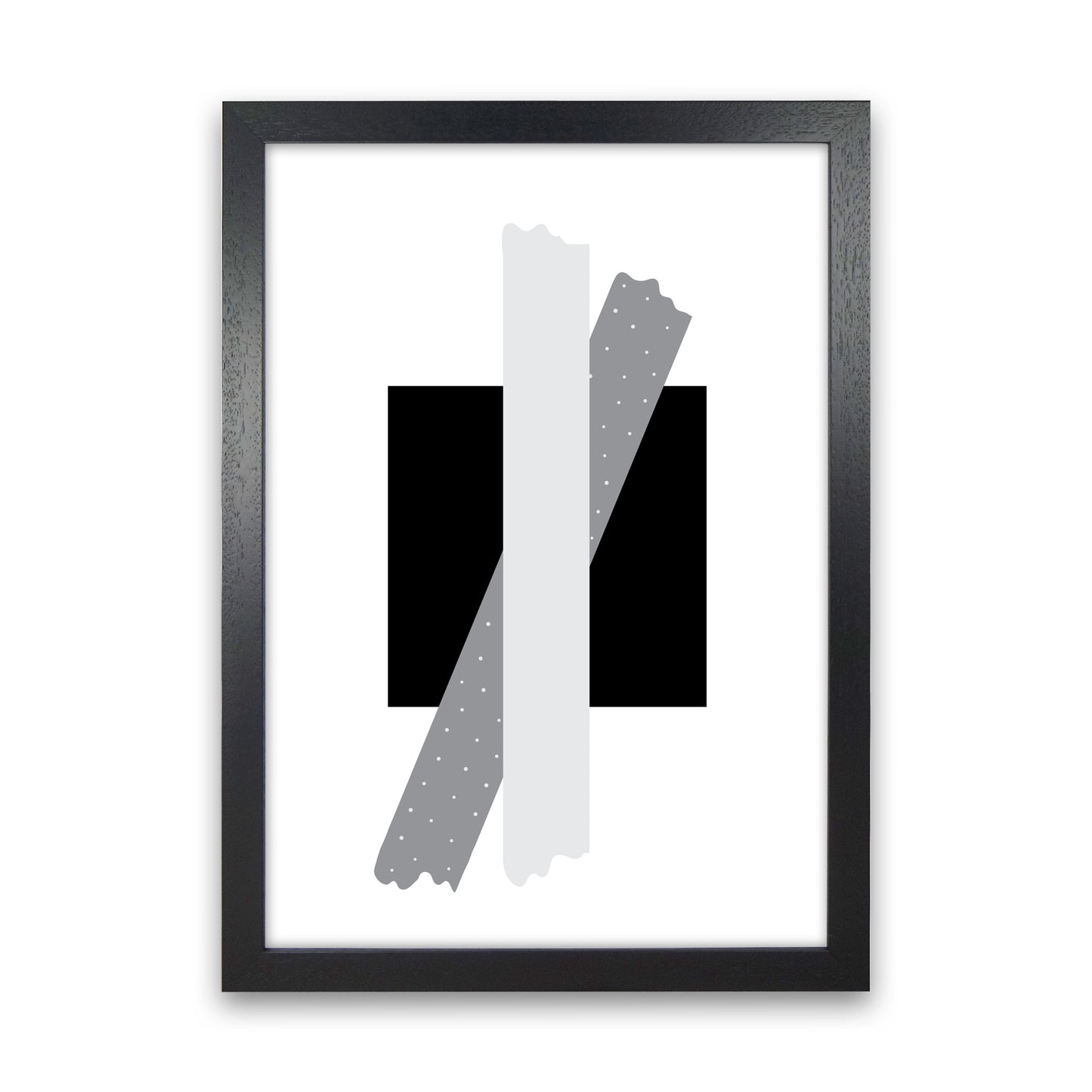 Black Square With Grey Bow Abstract Modern Print Black Grain