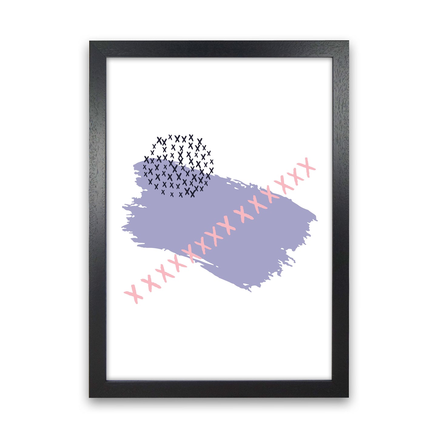 Purple X Paint Brush Abstract Modern Print Black Grain