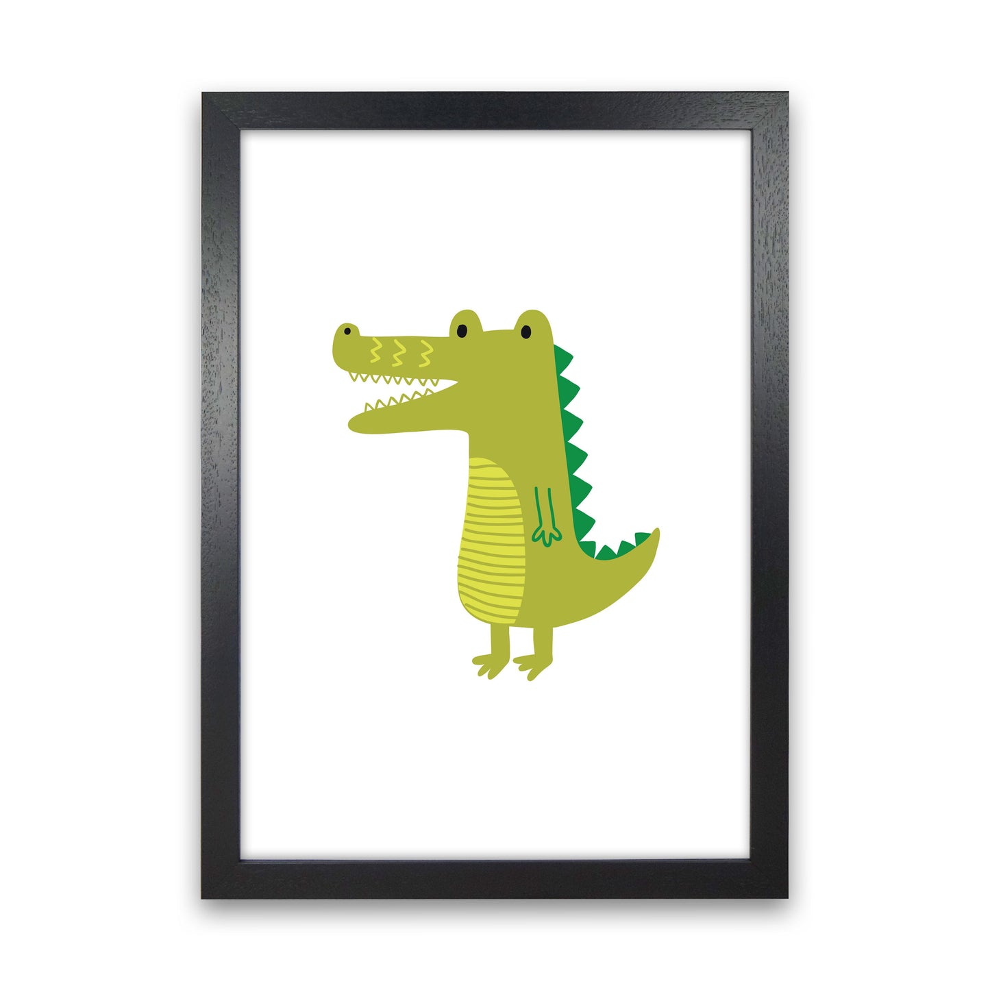Children's Animals, Alligator Modern Print Black Grain