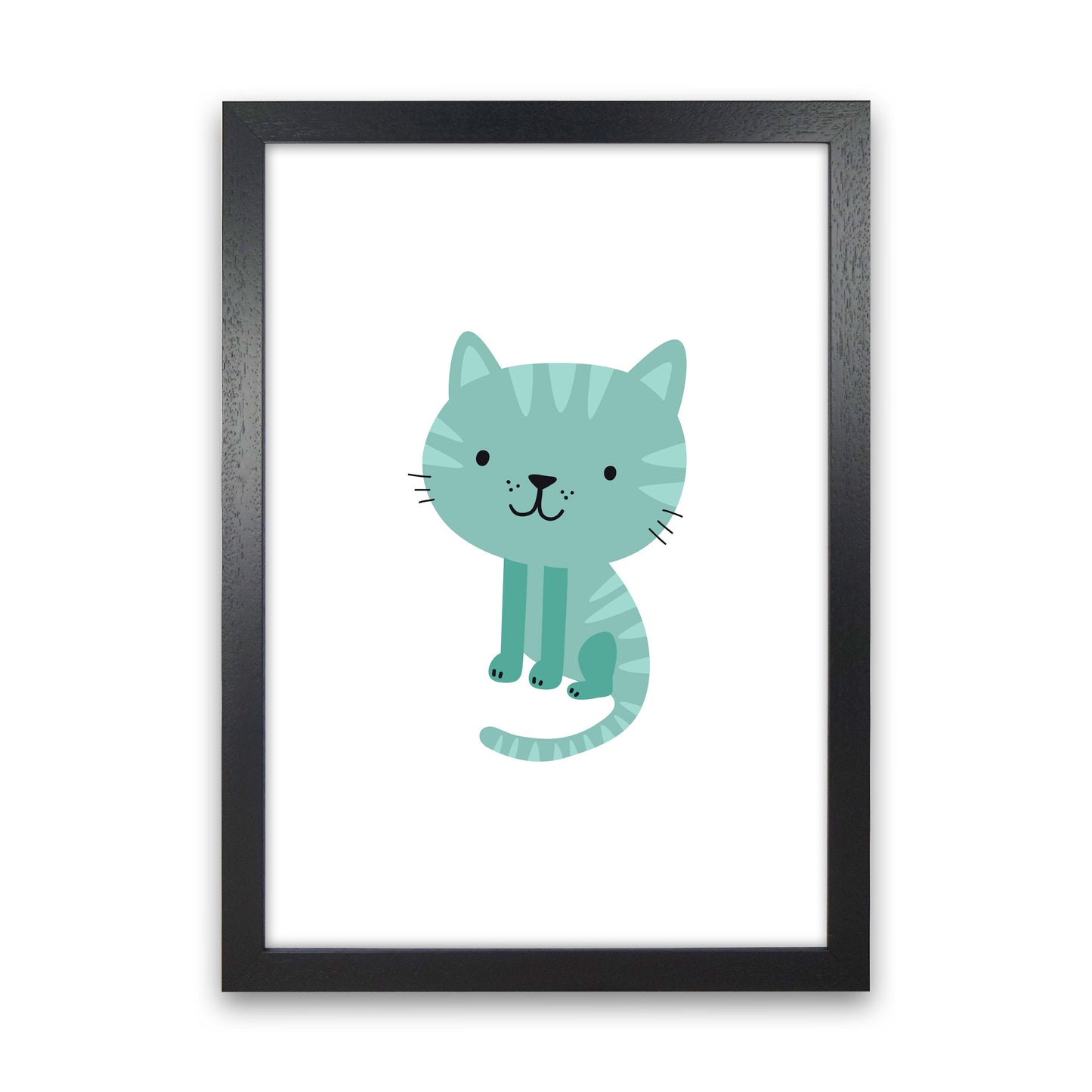 Children's Animals, Cat Modern Print Black Grain