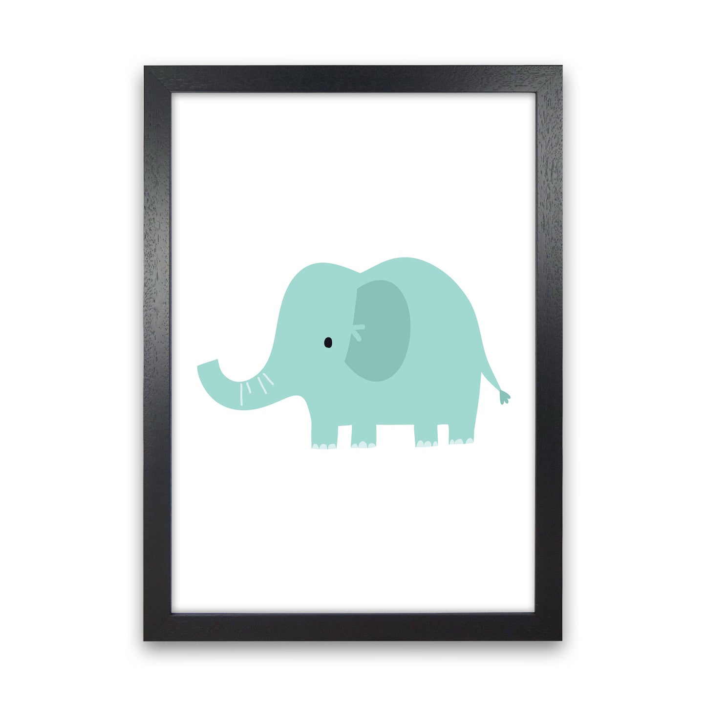 Children's Animals, Elephant Modern Print Black Grain