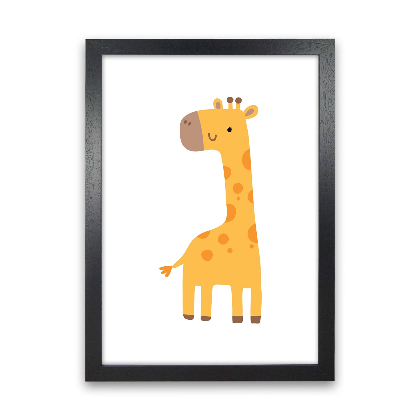 Children's Animals, Giraffe Modern Print Black Grain
