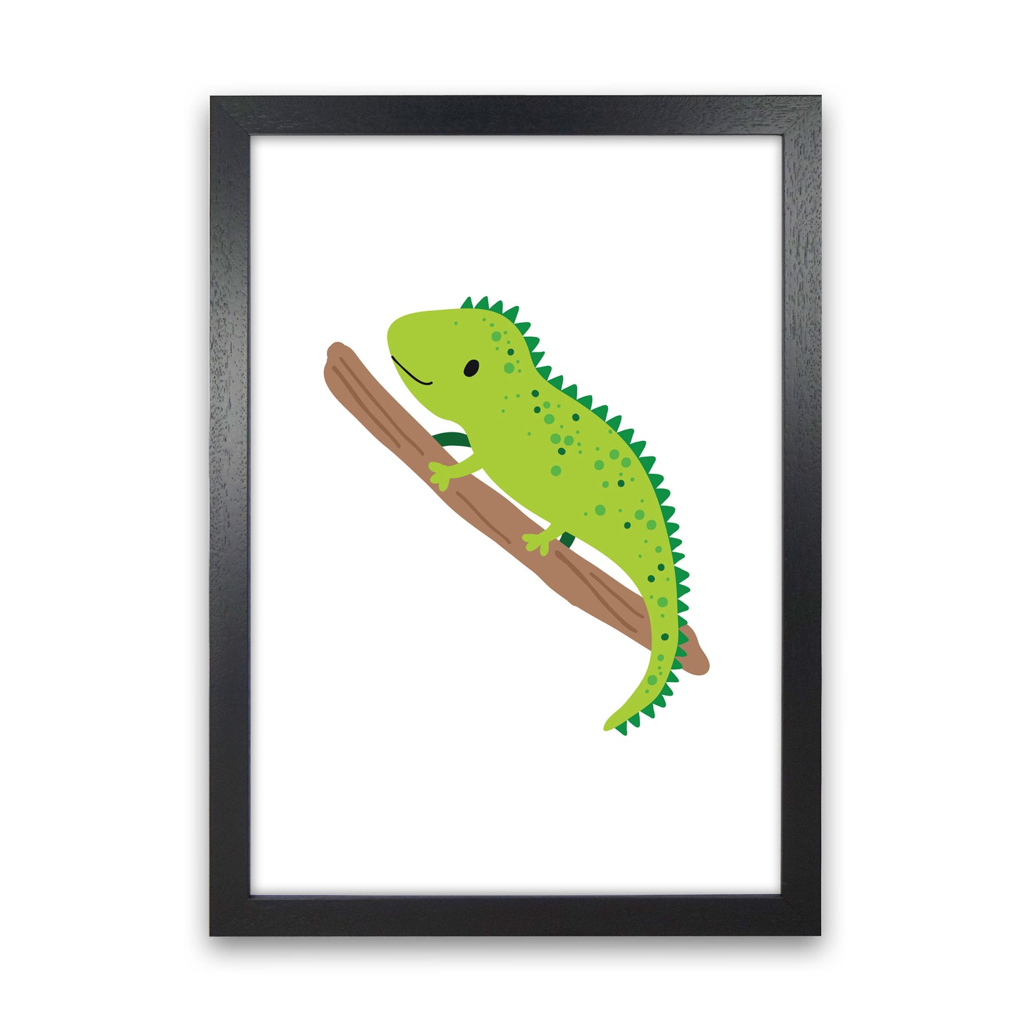 Children's Animals, Iguana Modern Print Black Grain