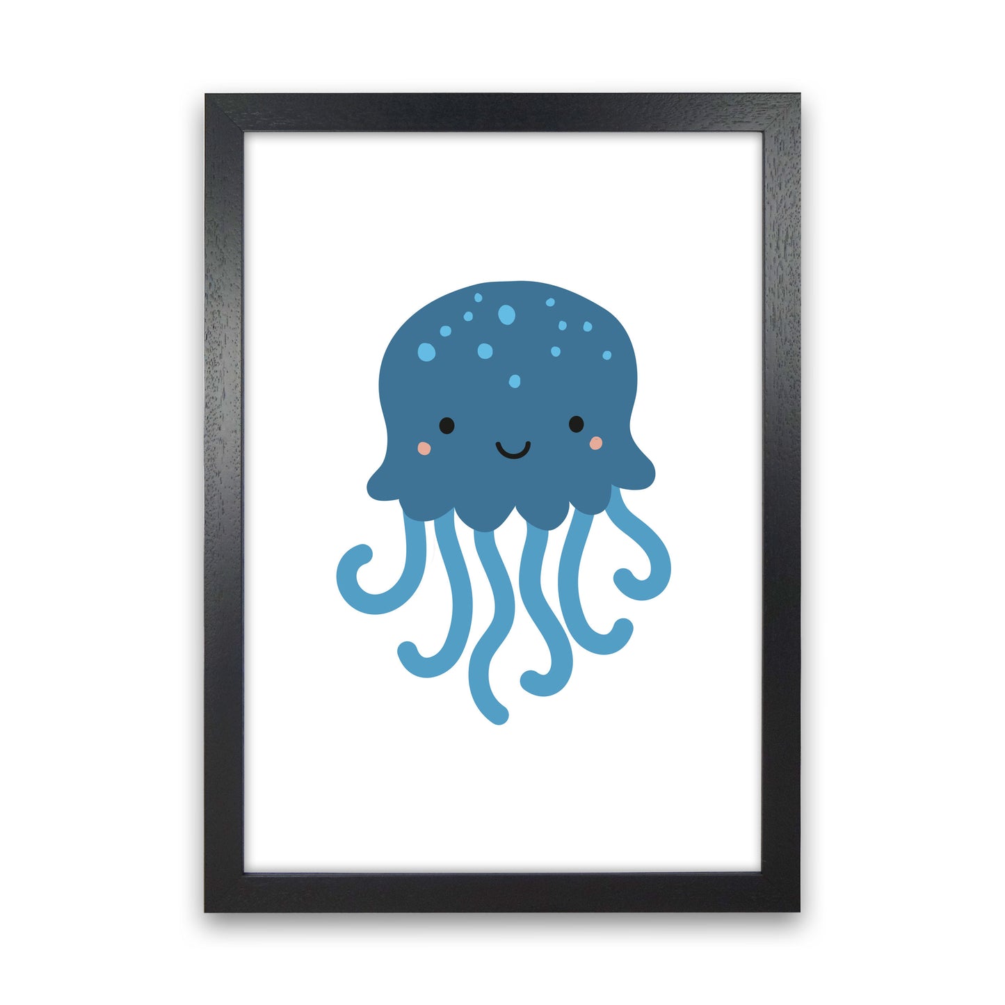 Children's Animals, Jellyfish Modern Print Black Grain