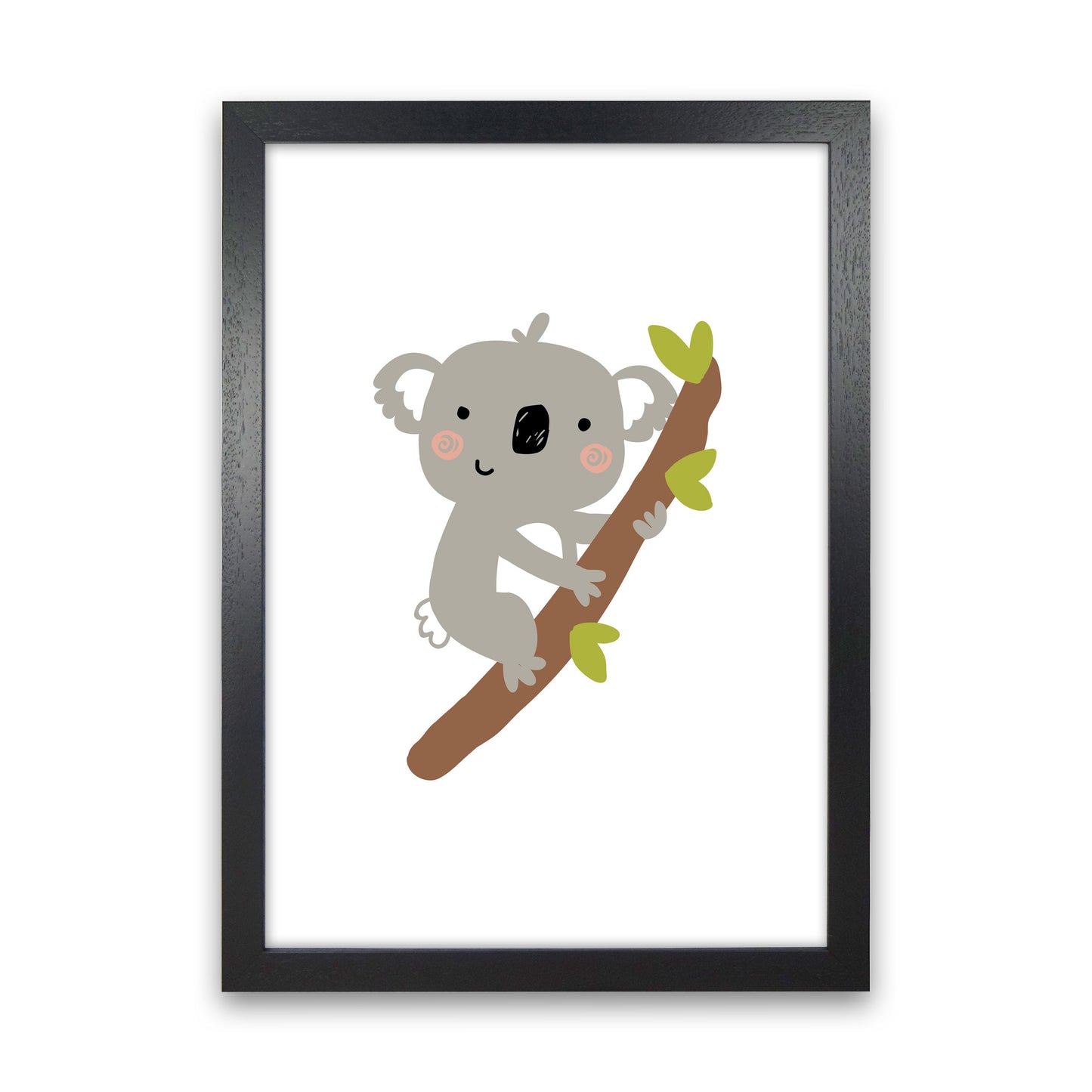 Children's Animals, Koala Modern Print Black Grain