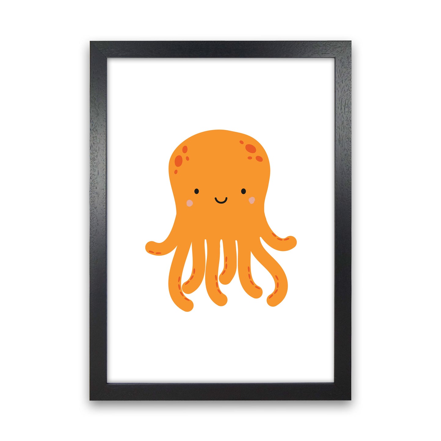 Children's Animals, Octopus Modern Print Black Grain
