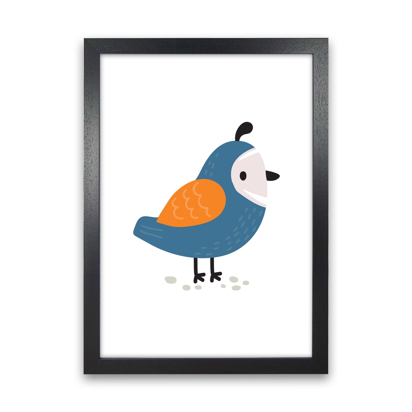 Children's Animals, Quail Modern Print Black Grain