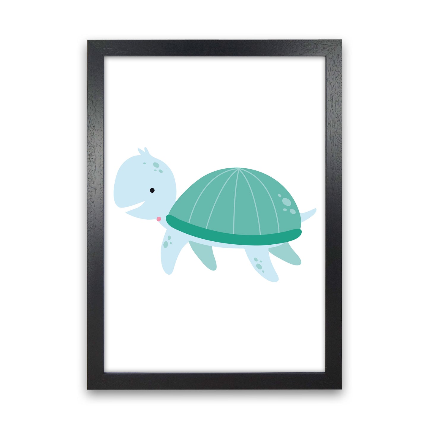 Children's Animals, Turtle Modern Print Black Grain