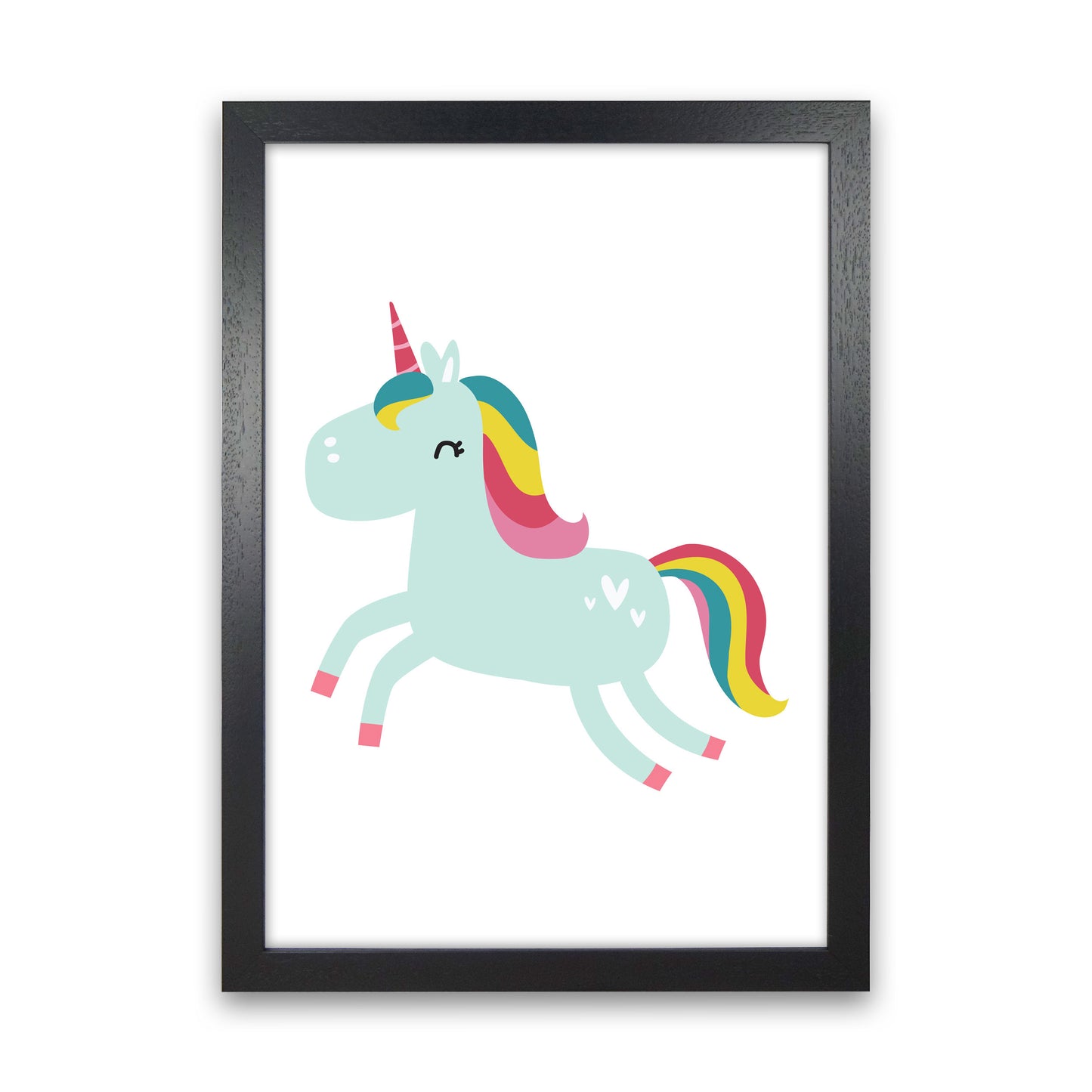 Children's Animals, Unicorn Modern Print Black Grain
