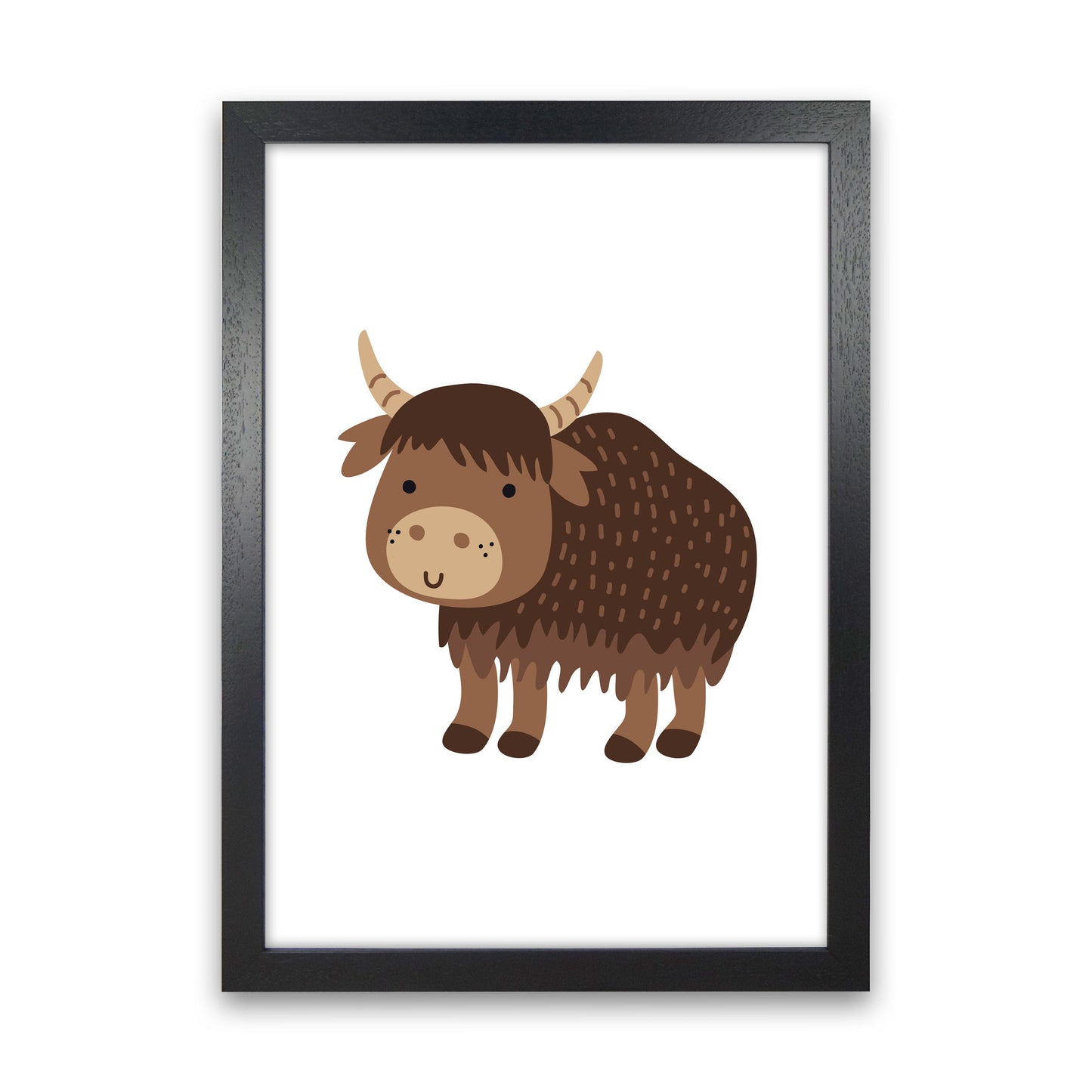 Children's Animals, Yak Modern Print Black Grain