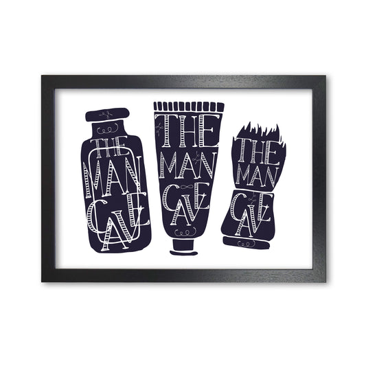 The Man Cave 4 Modern Print, Framed Bathroom Wall Art Black Grain