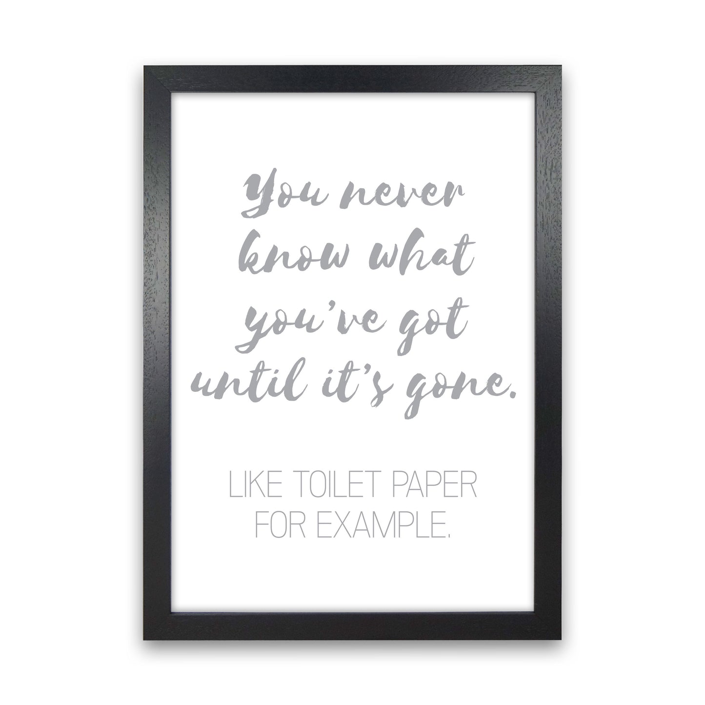 Toilet Roll Grey, Bathroom Modern Print, Framed Bathroom Wall Art Black Grain