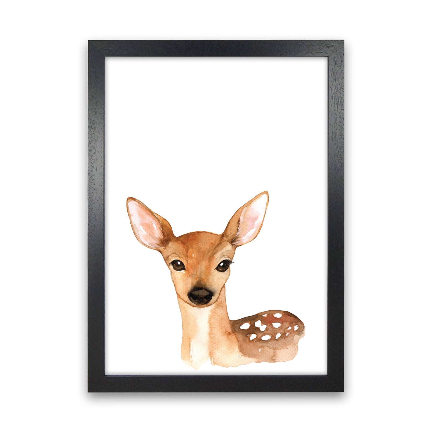Forest Friends, Cute Deer Modern Print Animal Art Print Black Grain