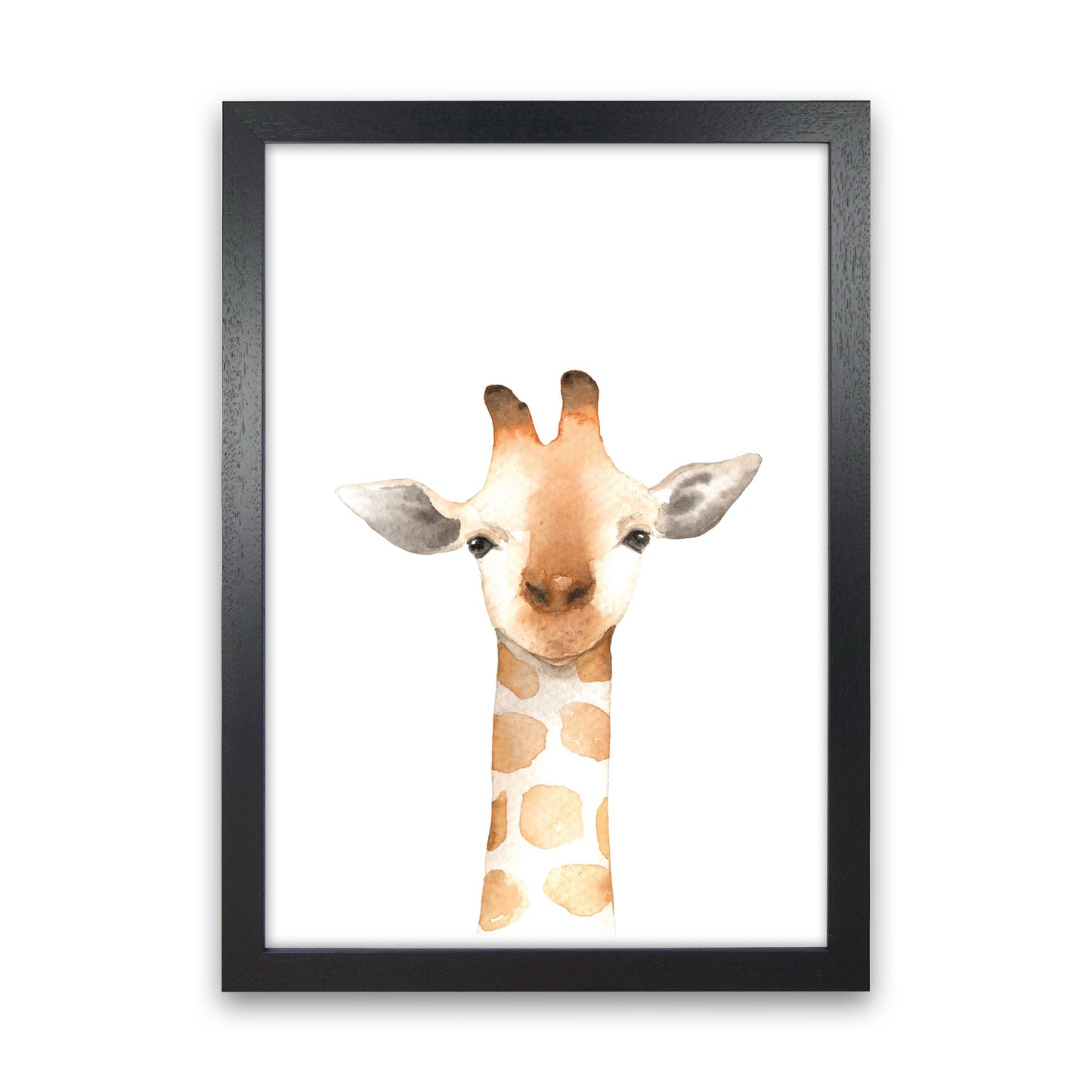 Forest Friends, Cute Giraffe Modern Print Animal Art Print Black Grain