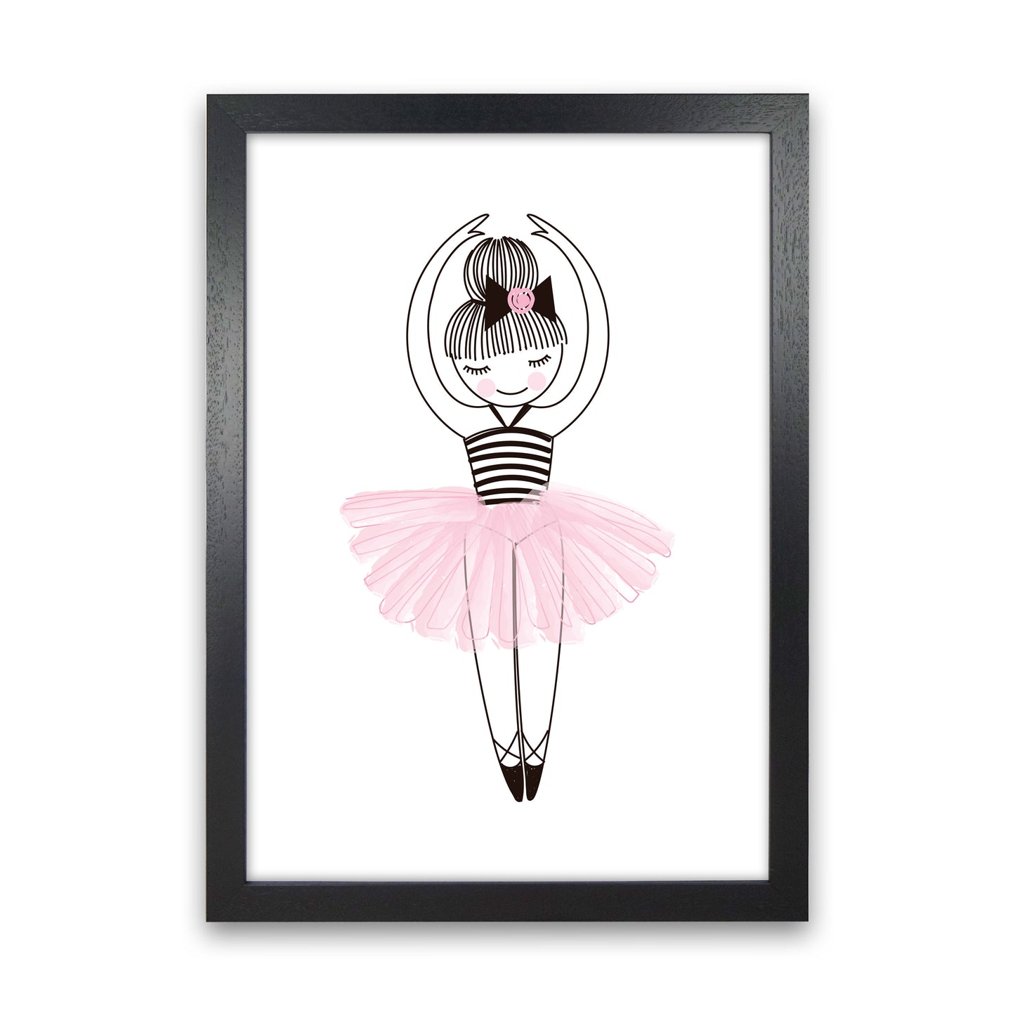 Girl's Ballerina Drawing Multi Set Illustration Wall Art Poster Print Black Grain