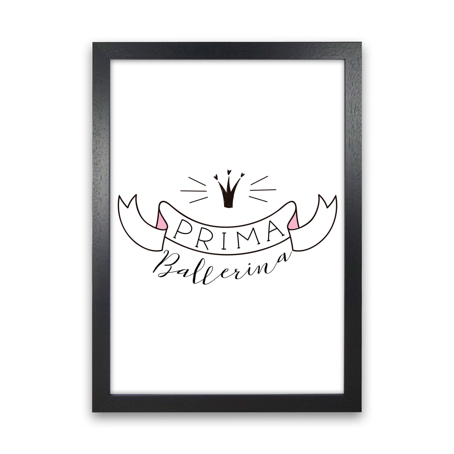 Prima Ballerina Framed Nursey Wall Art Print Black Grain