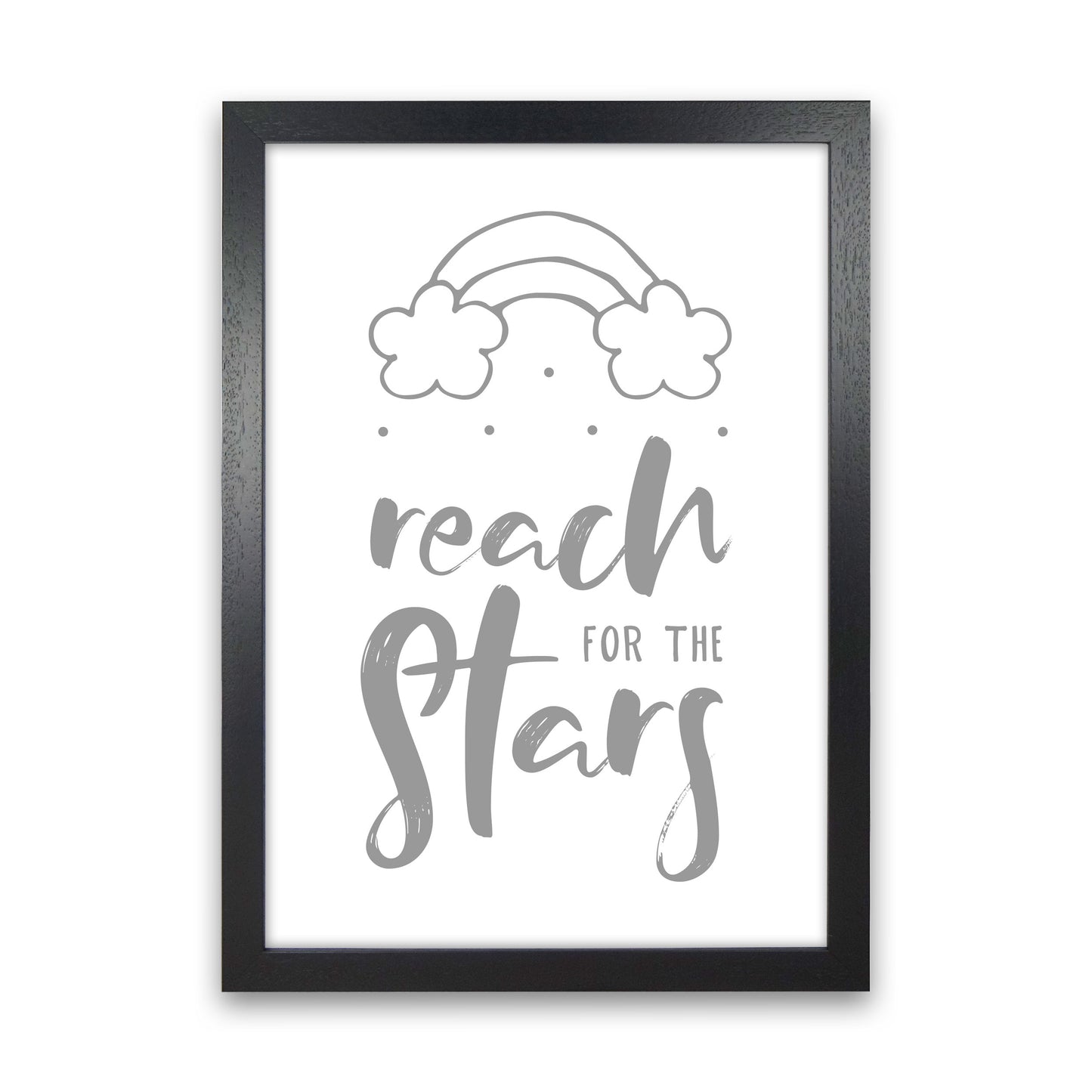 Reach For The Stars Grey Modern Print Black Grain