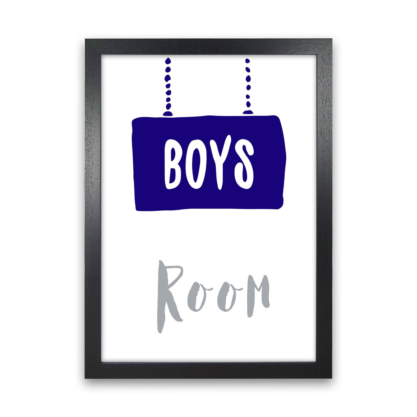 Boys Room Navy Framed Nursey Wall Art Print Black Grain