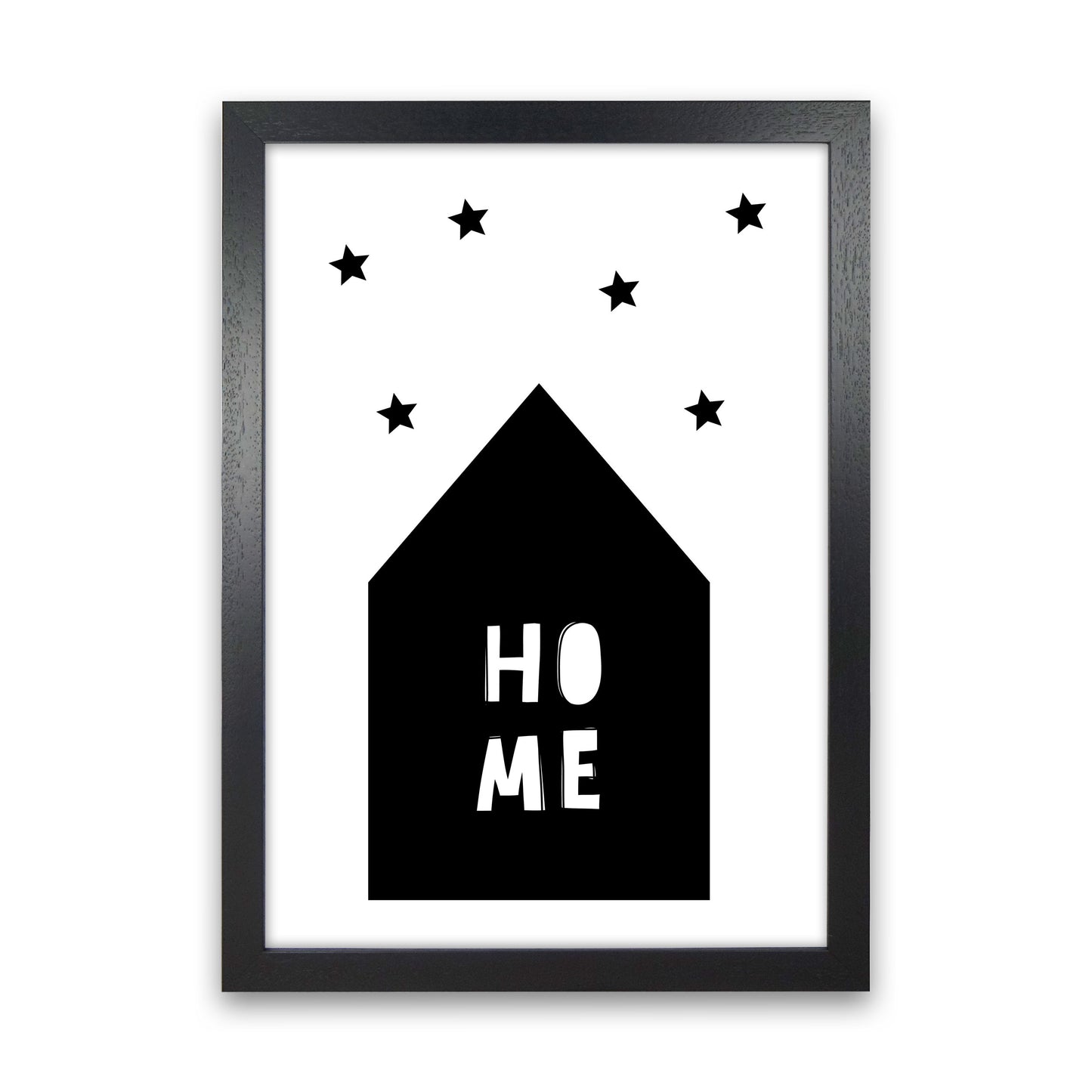 Home Scandi Framed Typography Wall Art Print Black Grain