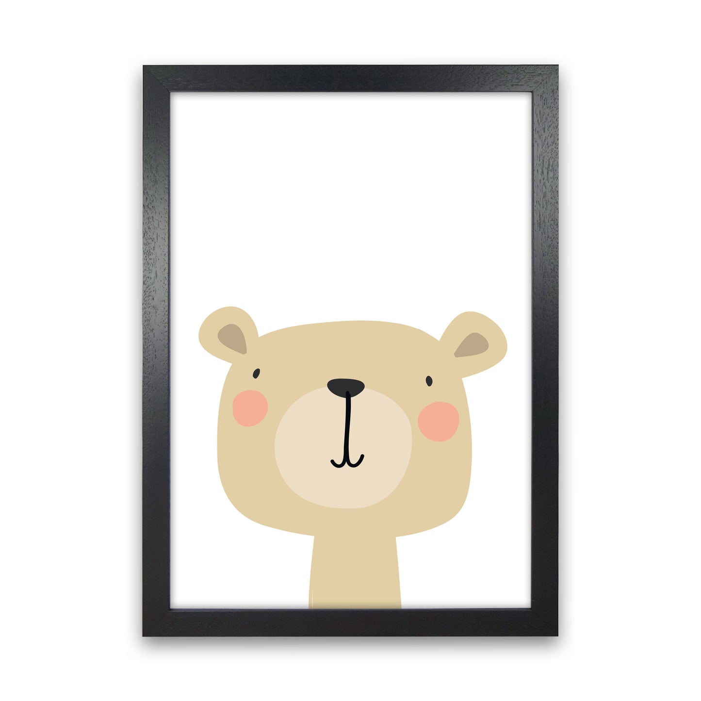 Beige Bear Modern Print Animal Art Print Black Grain