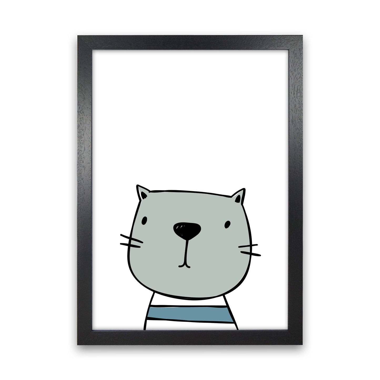 Cat Modern Print Animal Art Print Black Grain