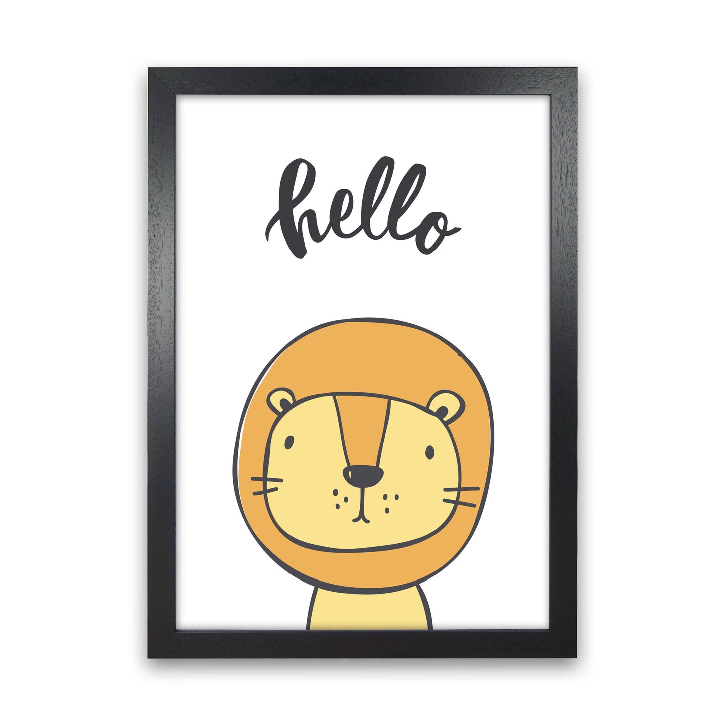 Hello Lion Modern Print Animal Art Print Black Grain