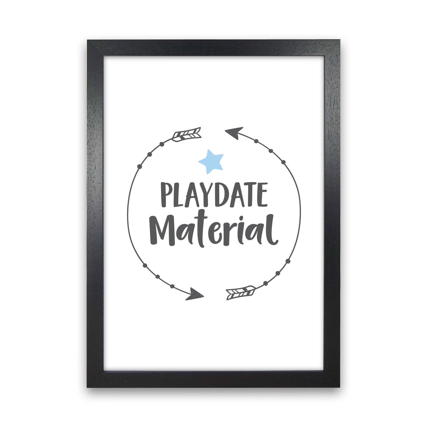 Playdate Material Framed Typography Wall Art Print Black Grain