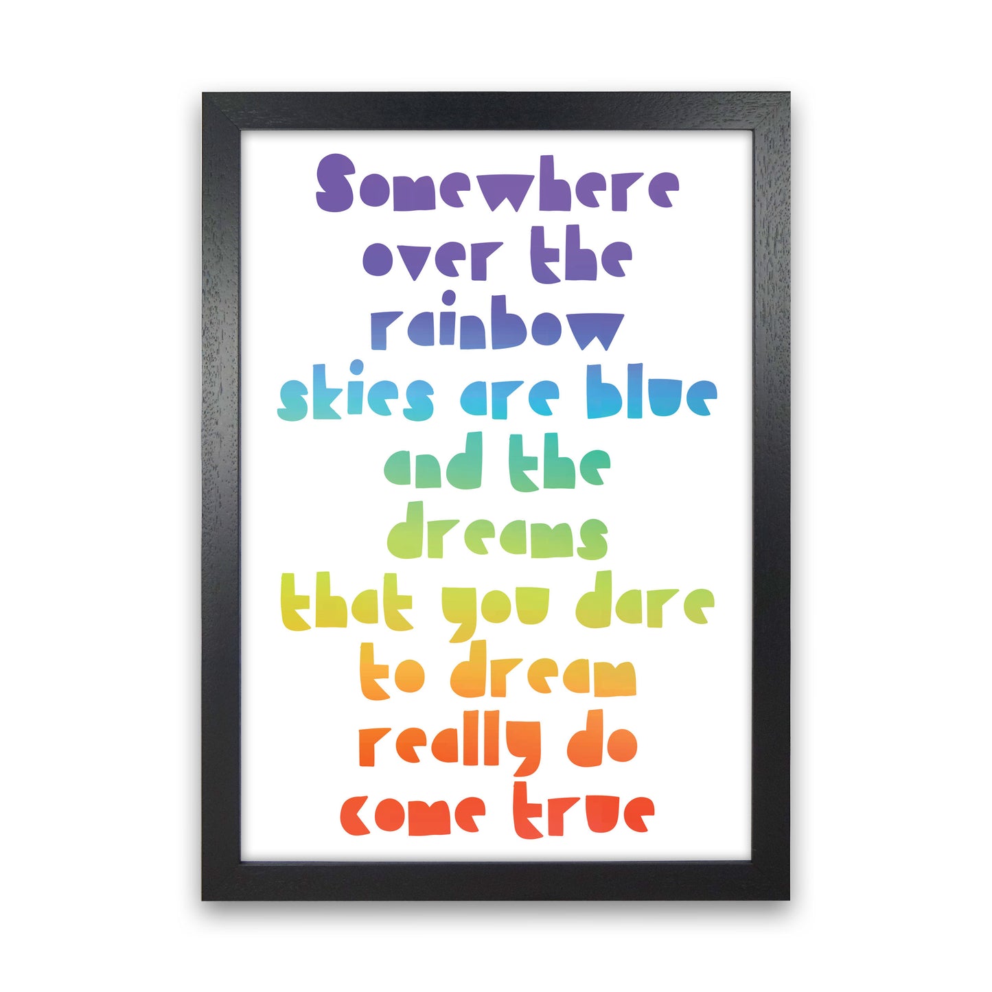 Somewhere Over The Rainbow Multi Modern Print Black Grain