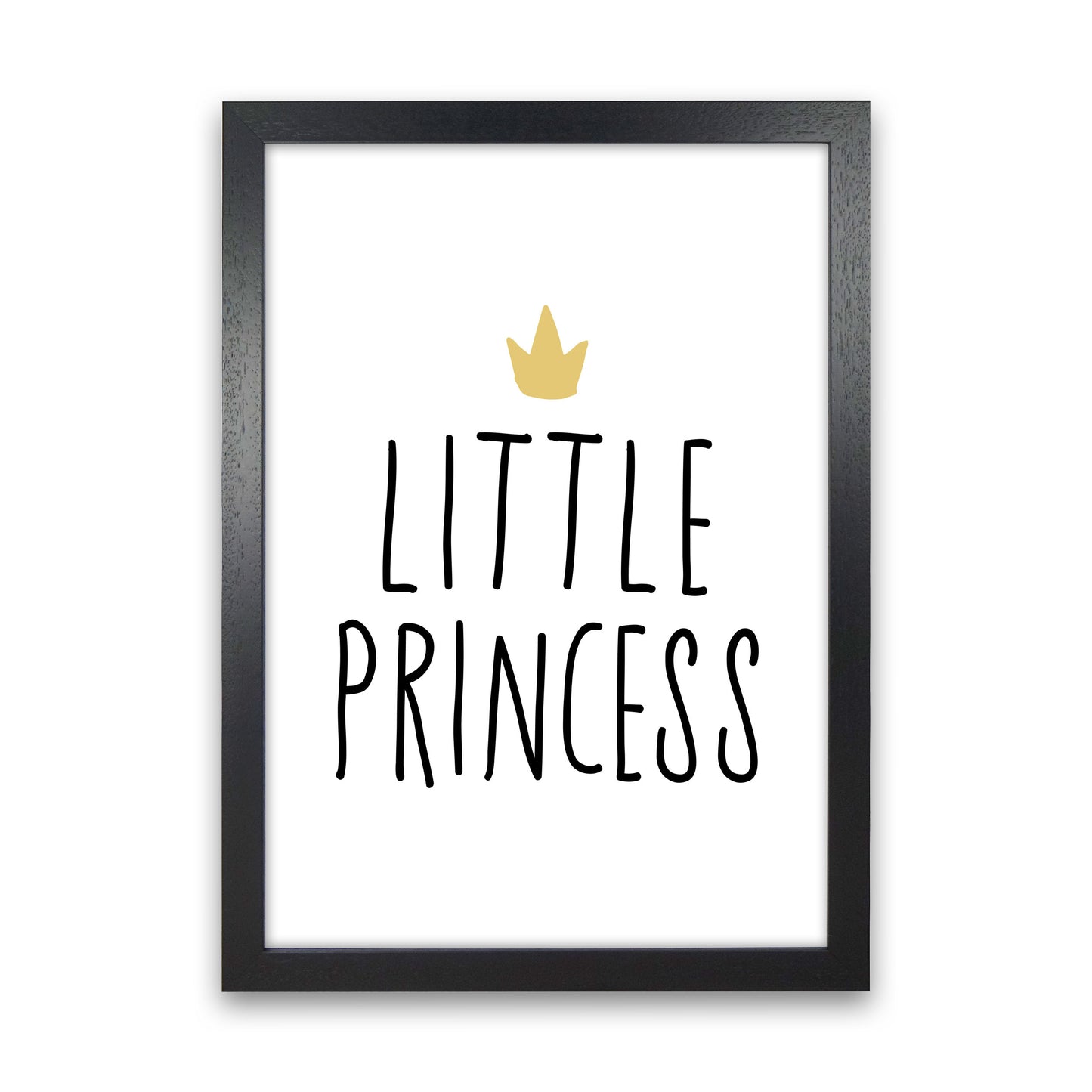 Little Princess Black And Gold Framed Nursey Wall Art Print Black Grain