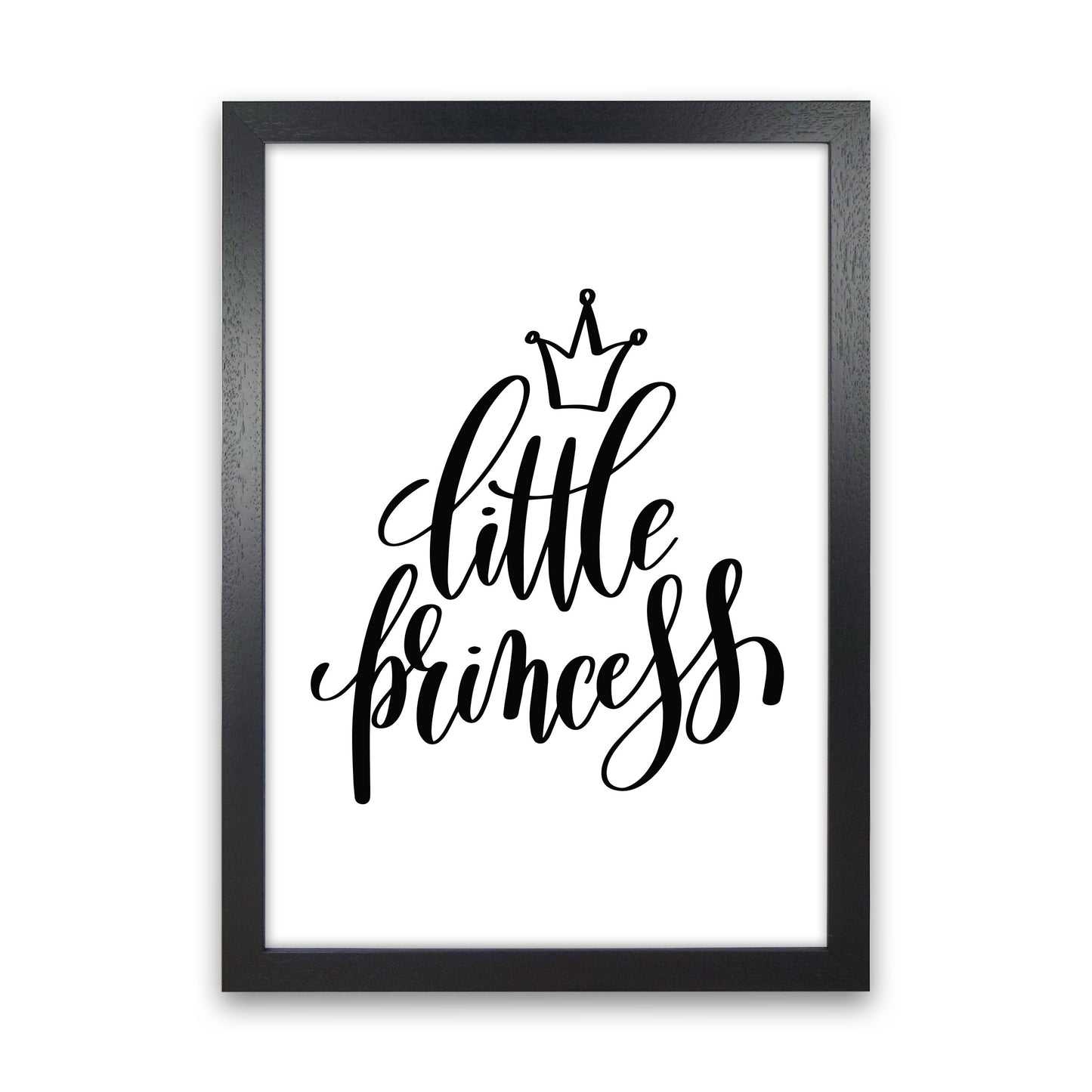 Little Princess Black Framed Nursey Wall Art Print Black Grain