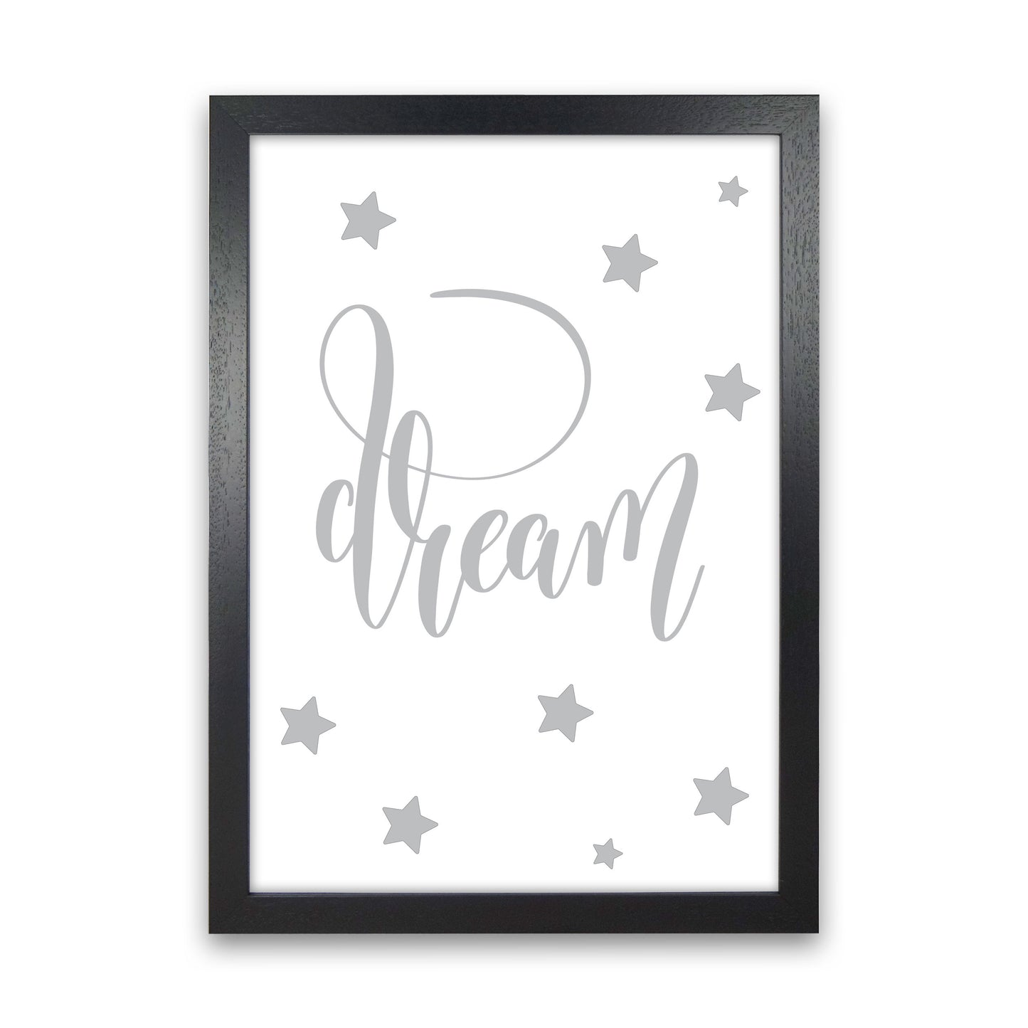 Dream Grey Framed Typography Wall Art Print Black Grain