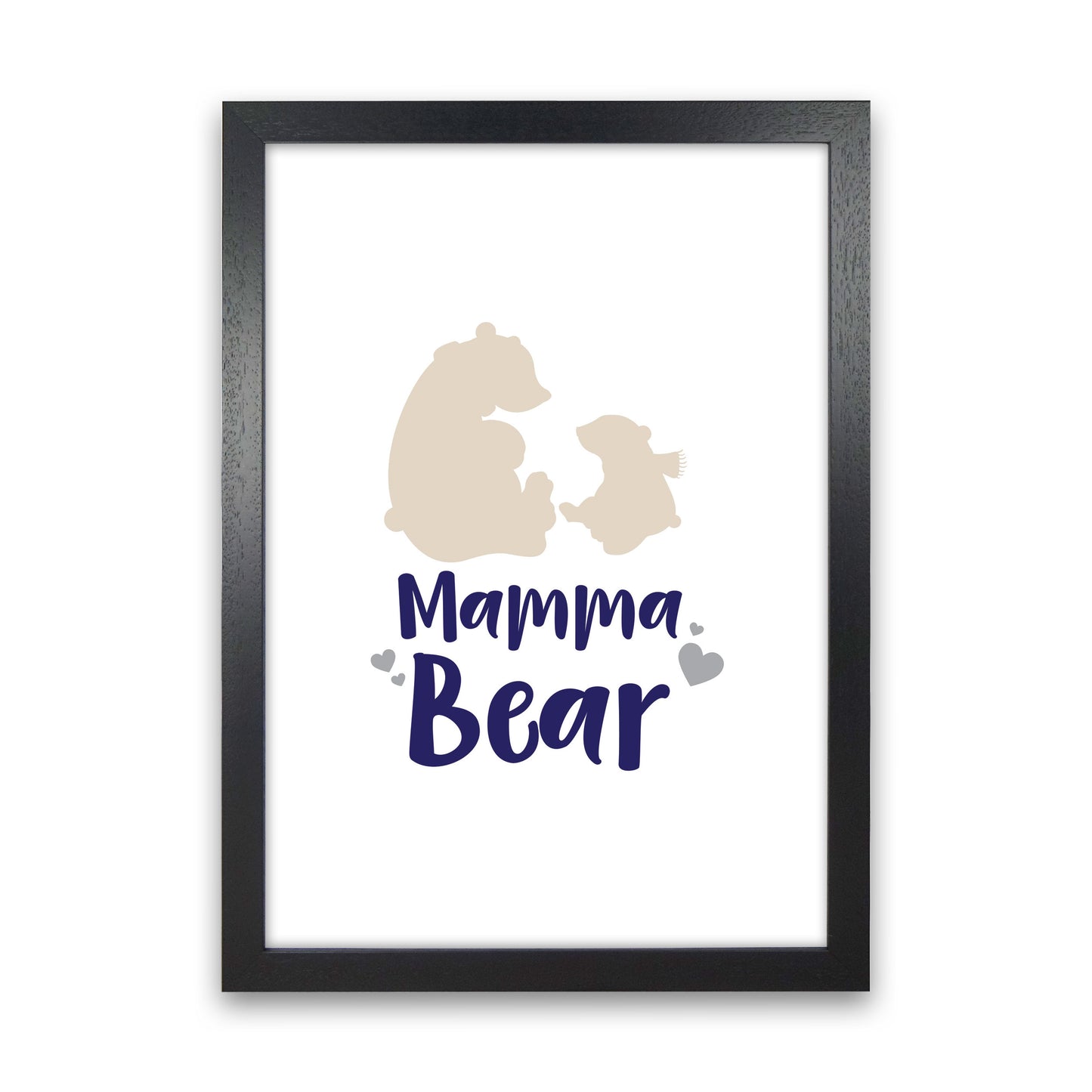 Mama Bear Framed Nursey Wall Art Print Black Grain